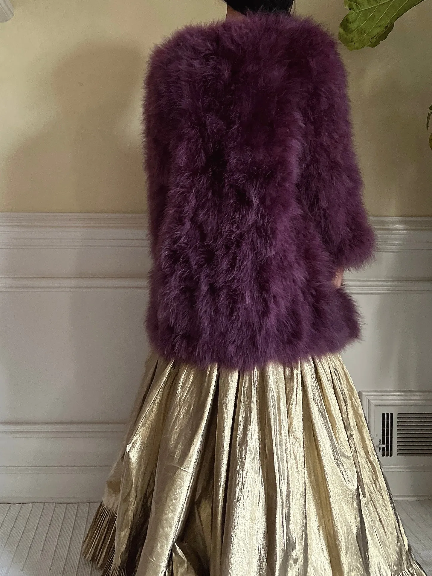 1950s Purple Feather Jacket/Coat - M