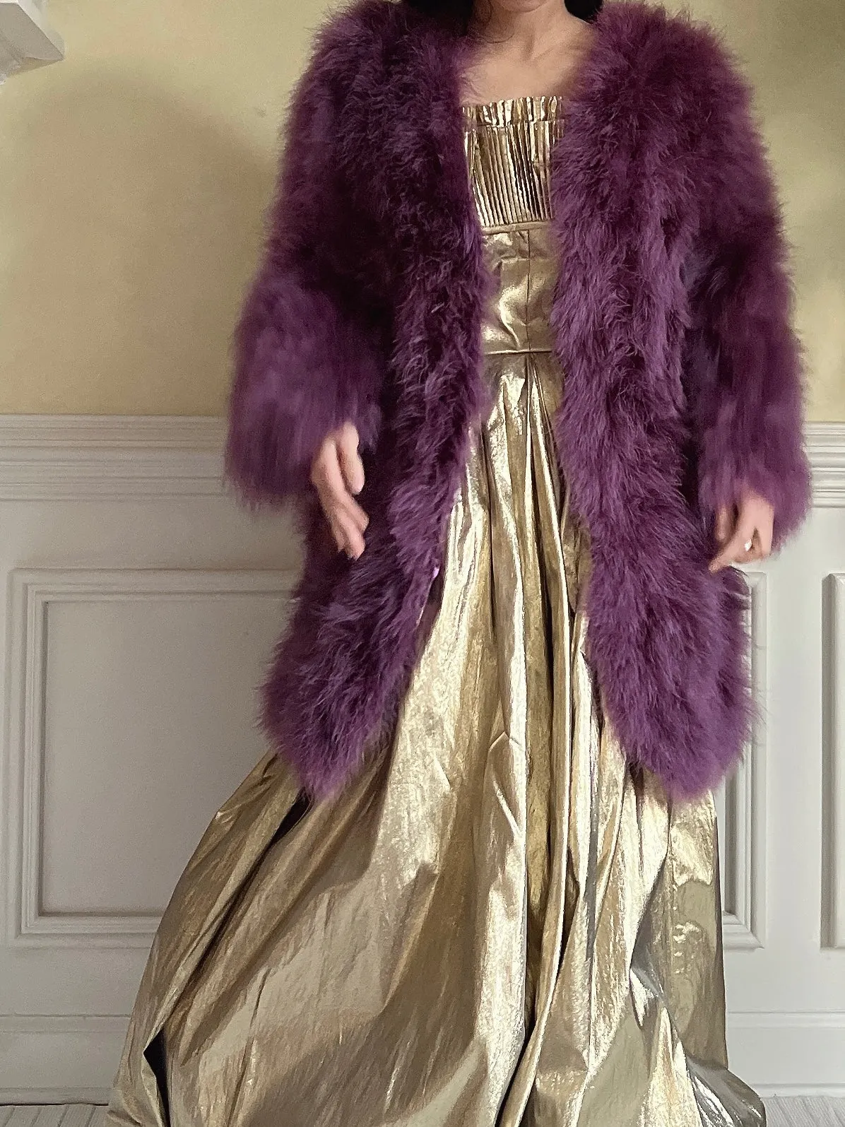 1950s Purple Feather Jacket/Coat - M