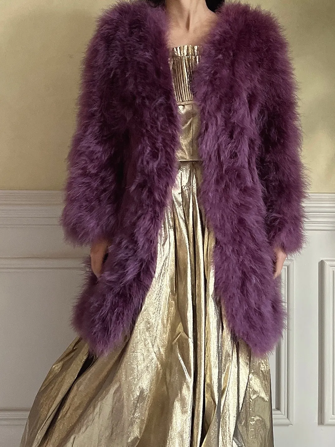 1950s Purple Feather Jacket/Coat - M