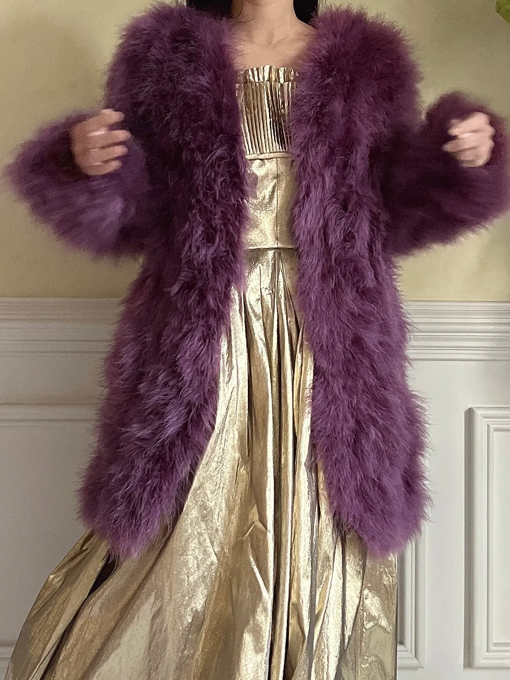 1950s Purple Feather Jacket/Coat - M