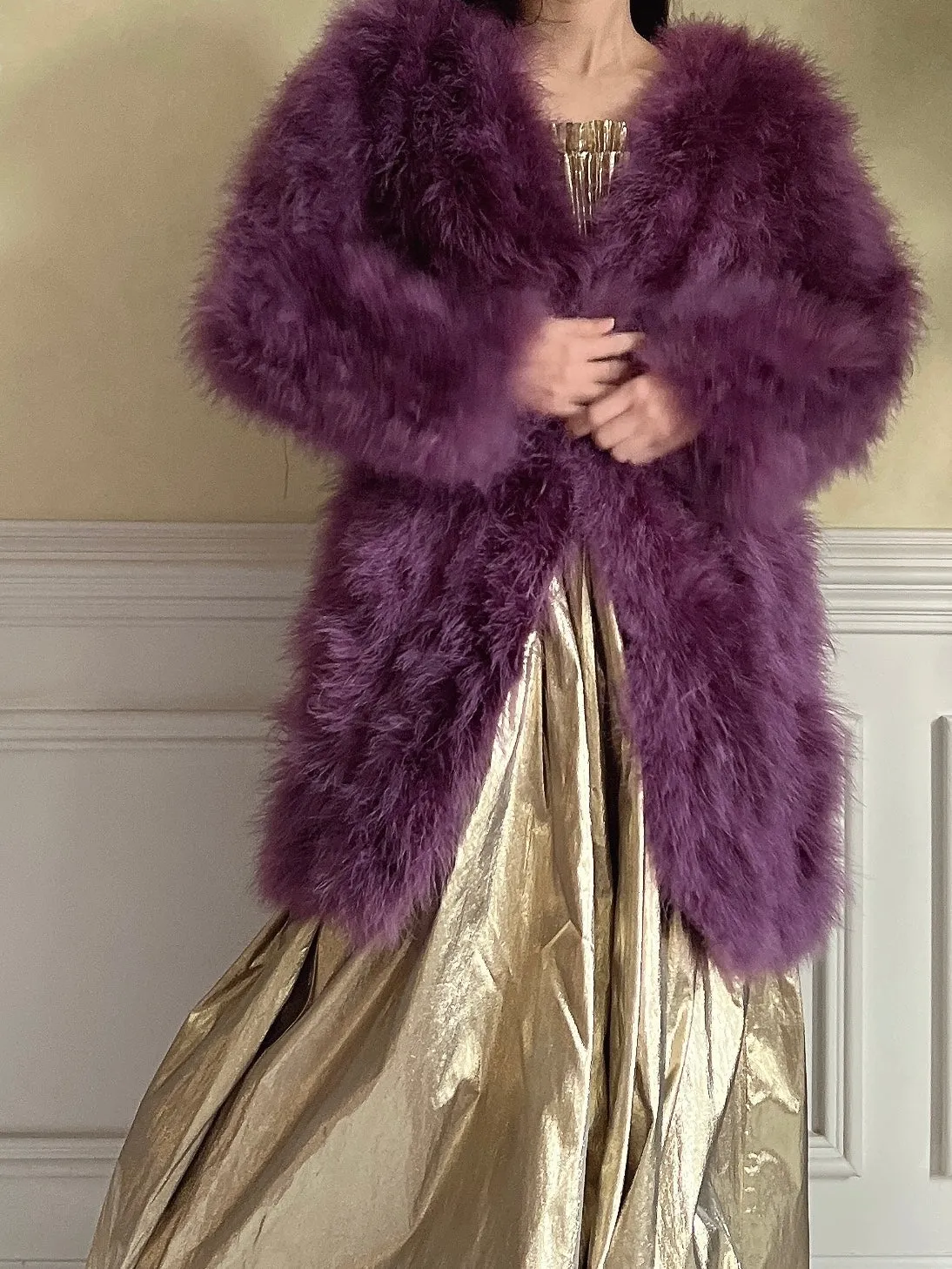 1950s Purple Feather Jacket/Coat - M