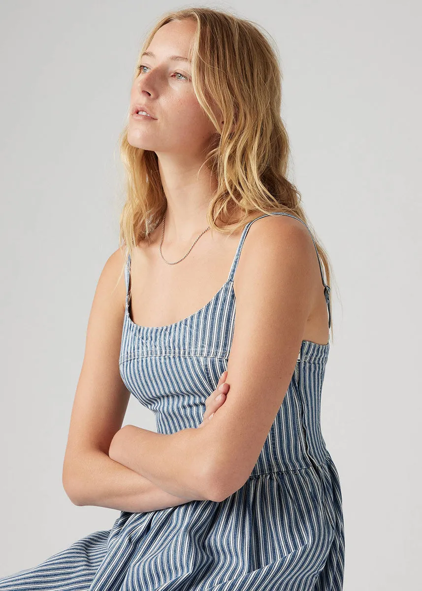 Alessie Bustier Dress - Mischa Stripe Denim