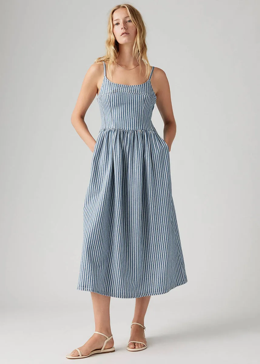 Alessie Bustier Dress - Mischa Stripe Denim