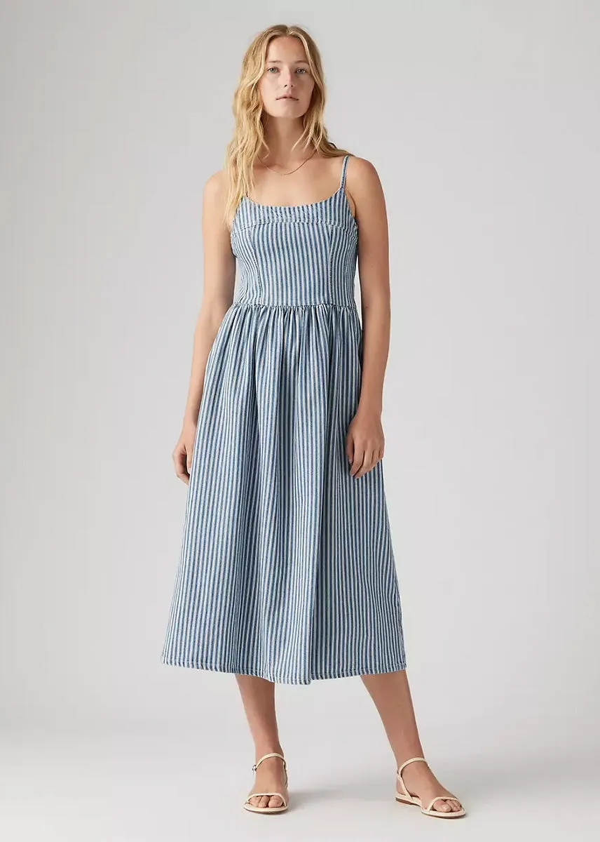 Alessie Bustier Dress - Mischa Stripe Denim