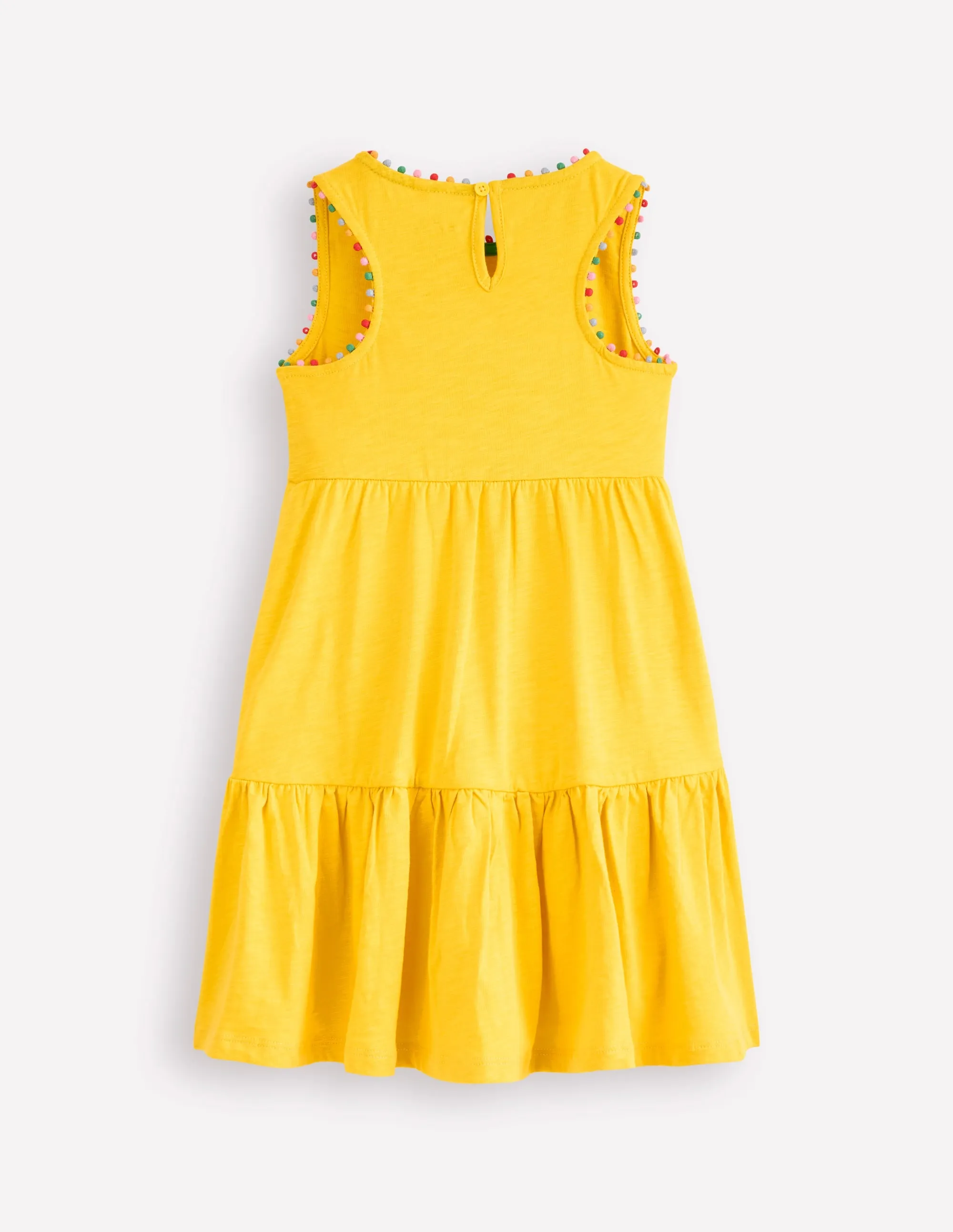 Ali Pom Trim Jersey Dress-Pineapple Yellow
