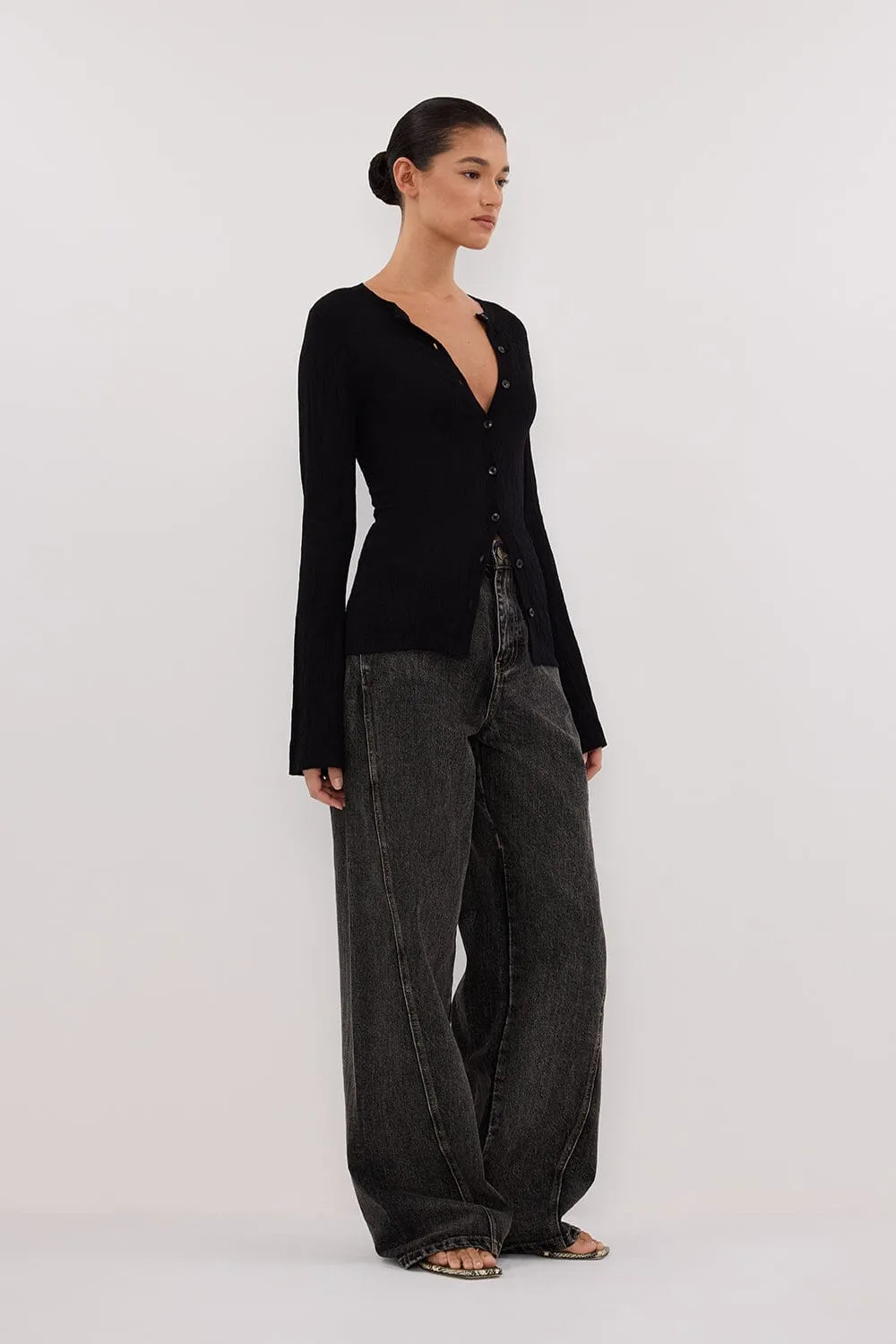 ALIAS BLACK LONG SLEEVE KNIT TOP
