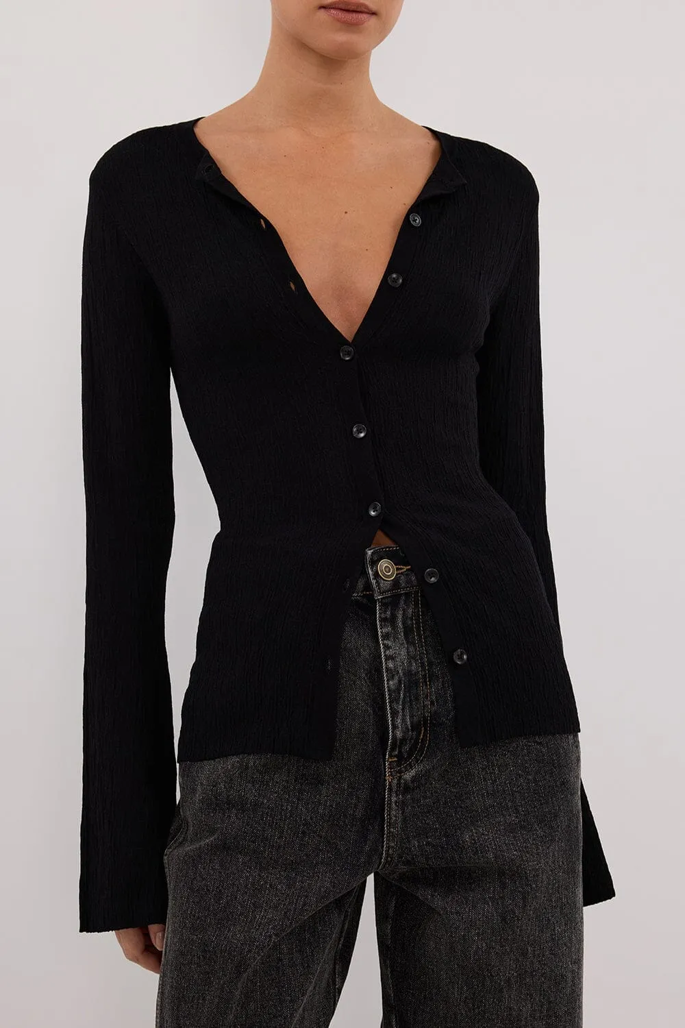 ALIAS BLACK LONG SLEEVE KNIT TOP
