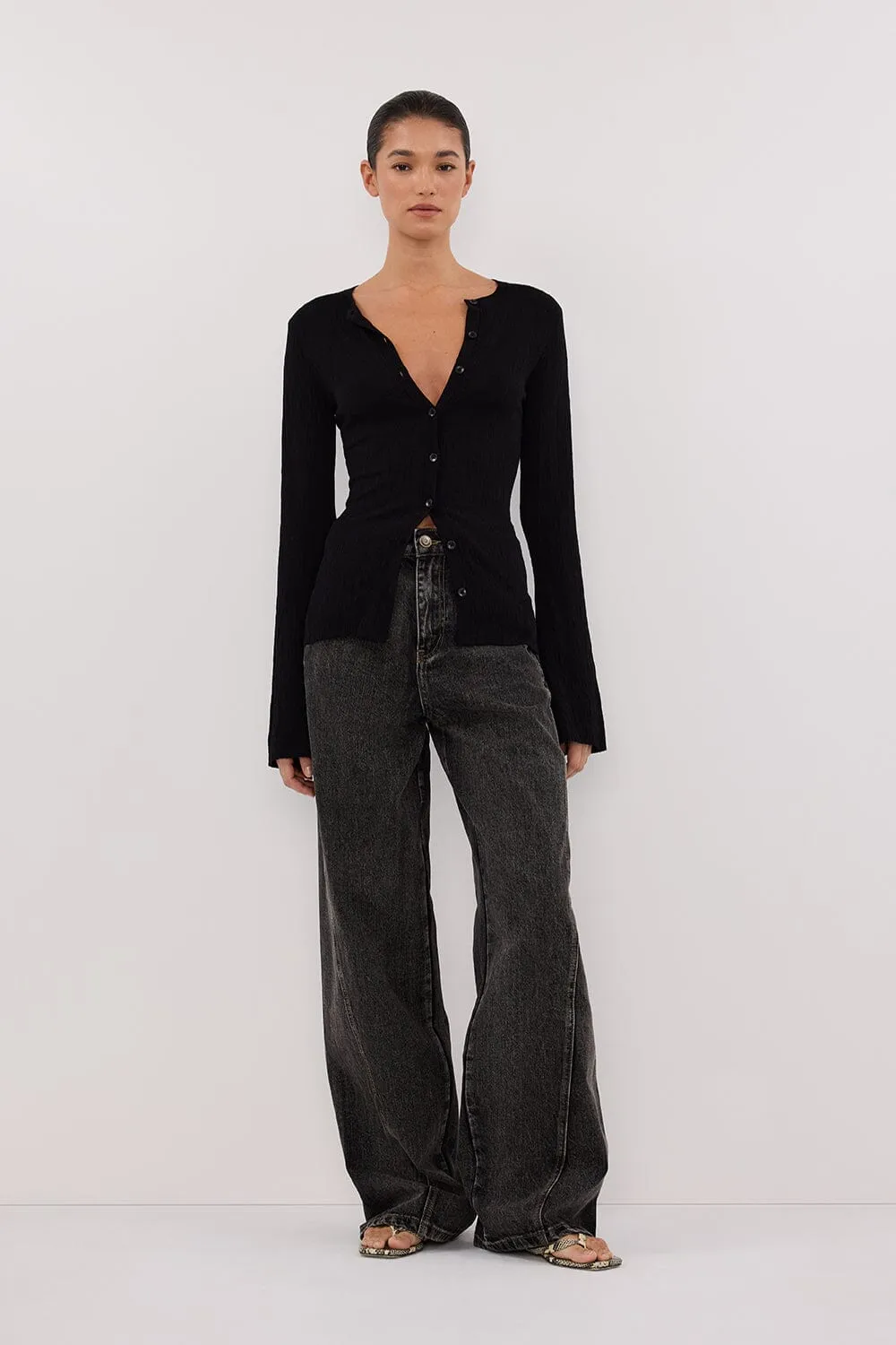 ALIAS BLACK LONG SLEEVE KNIT TOP