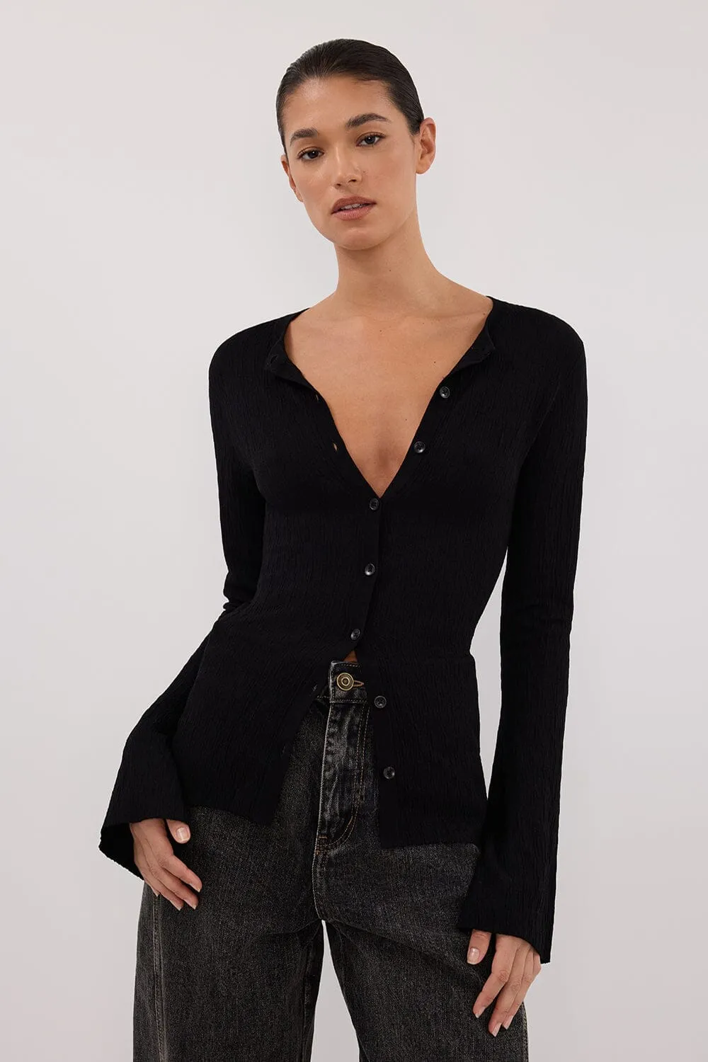 ALIAS BLACK LONG SLEEVE KNIT TOP