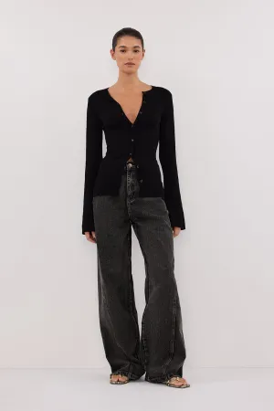 ALIAS BLACK LONG SLEEVE KNIT TOP