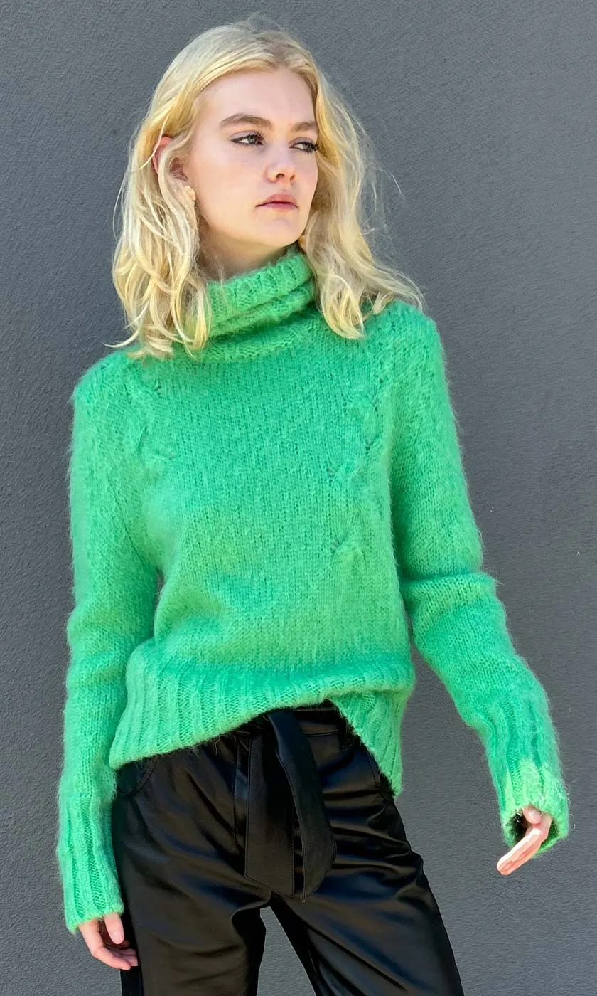 ALYSI Polo Neck Green Knit