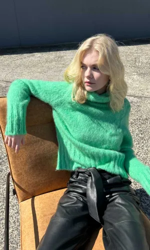 ALYSI Polo Neck Green Knit
