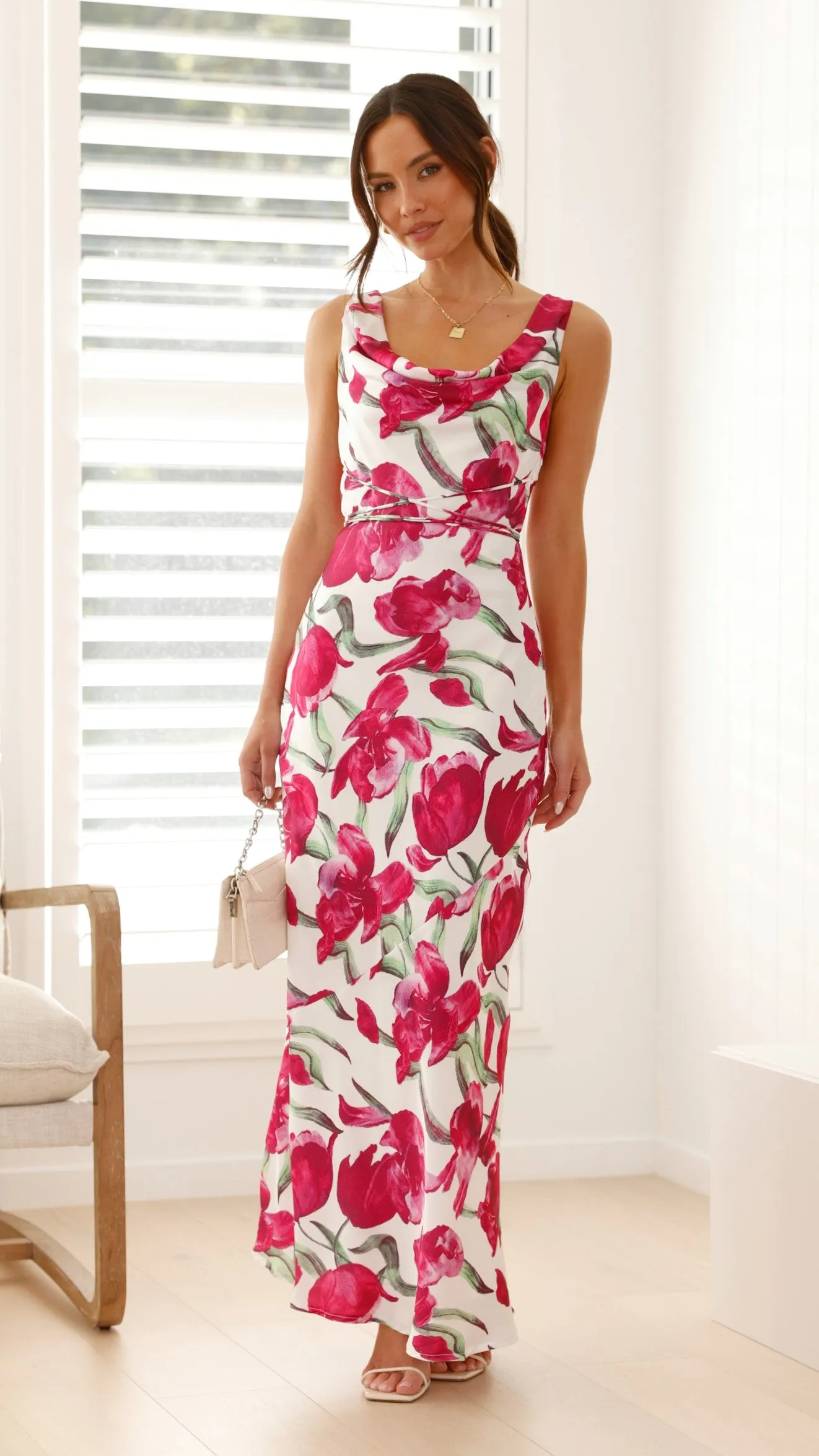 Alzira Maxi Dress - Pink Floral
