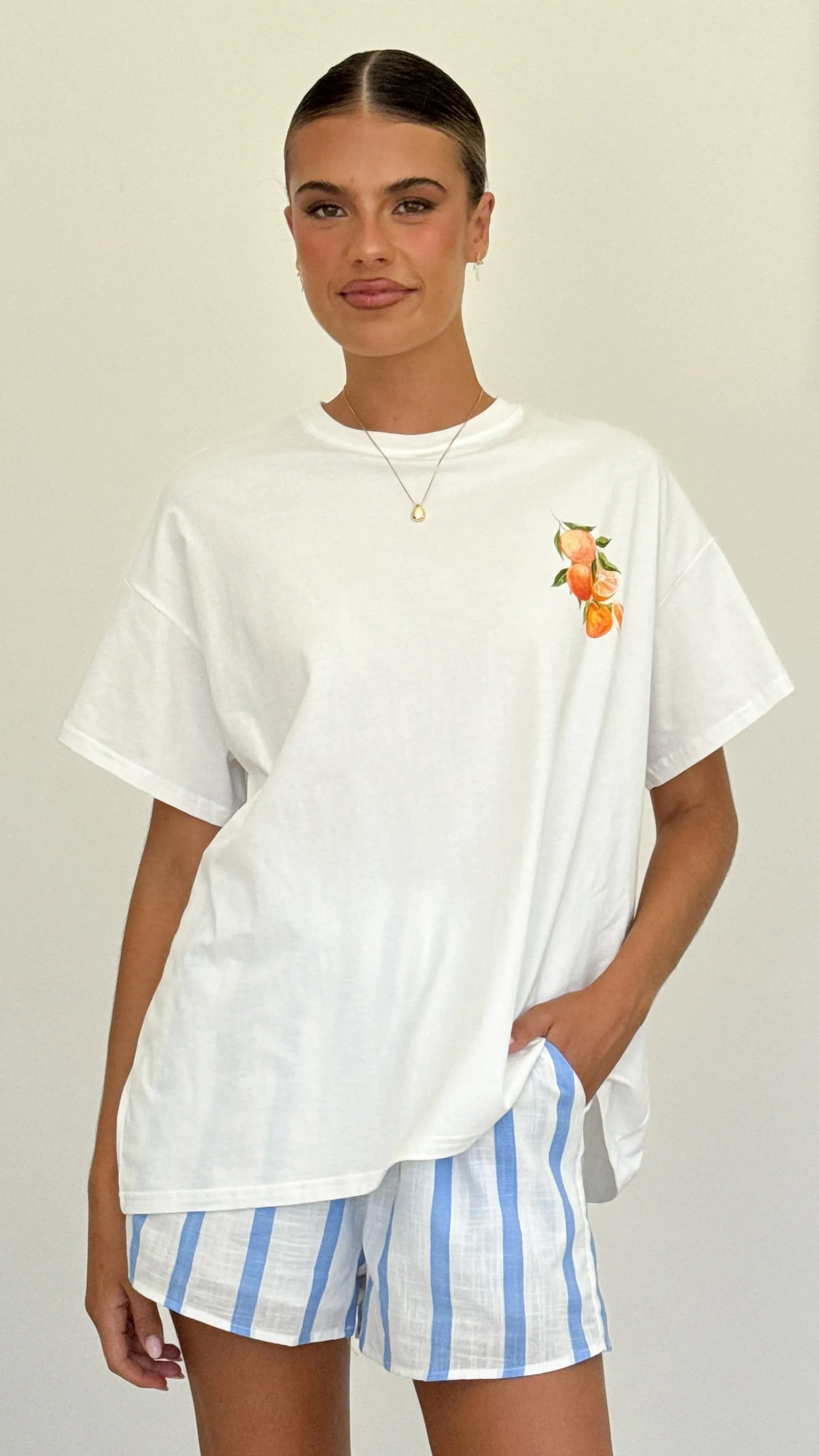 Aperol Shirt and Shorts Set - Blue/White