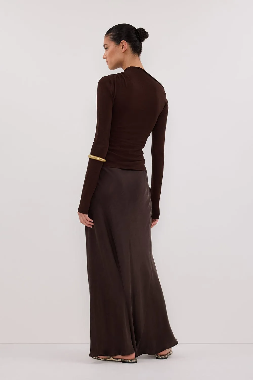 ARIEL CHOC SLEEVED KNIT TOP