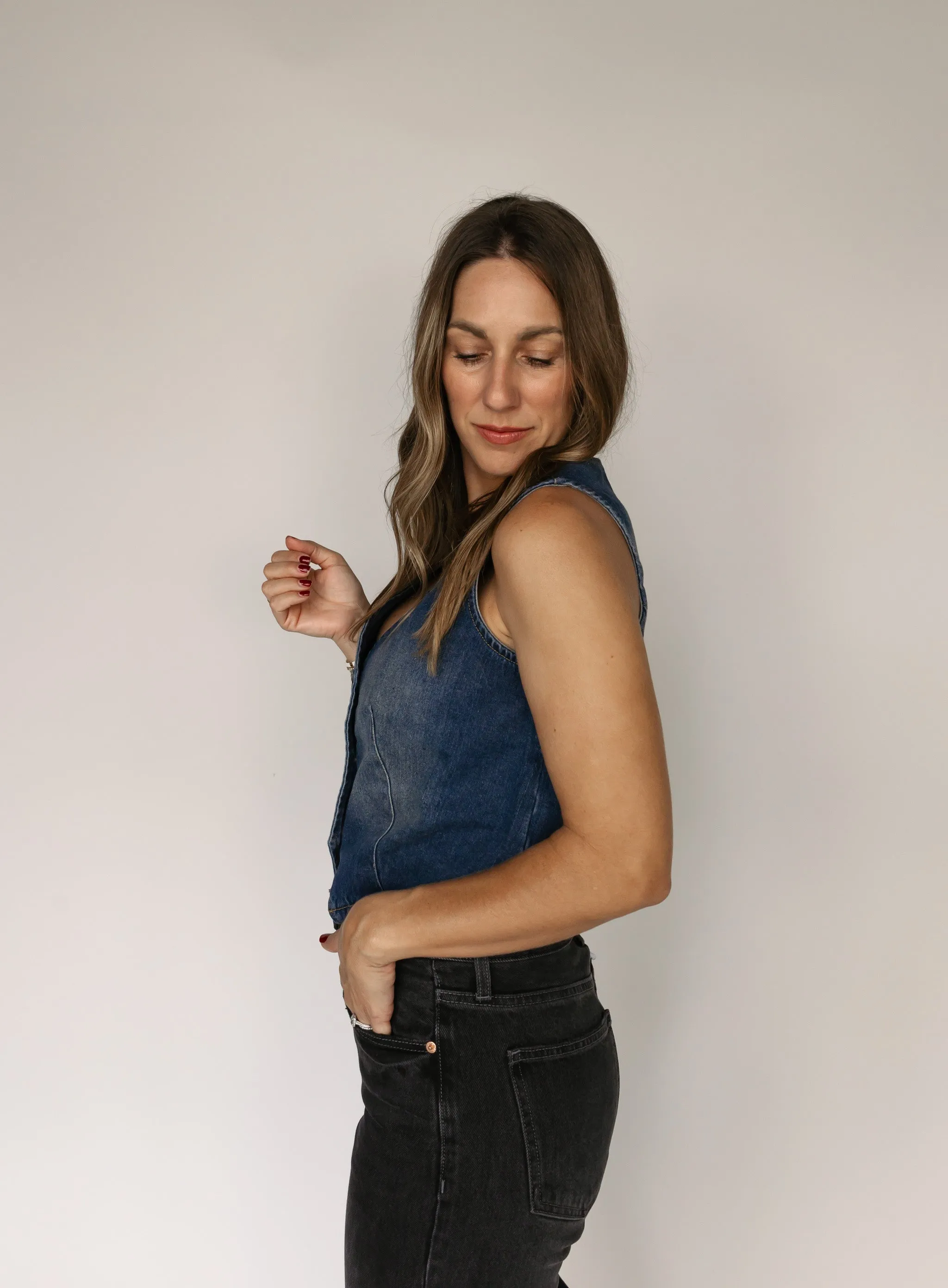 Audrina Denim Vest - Final Sale