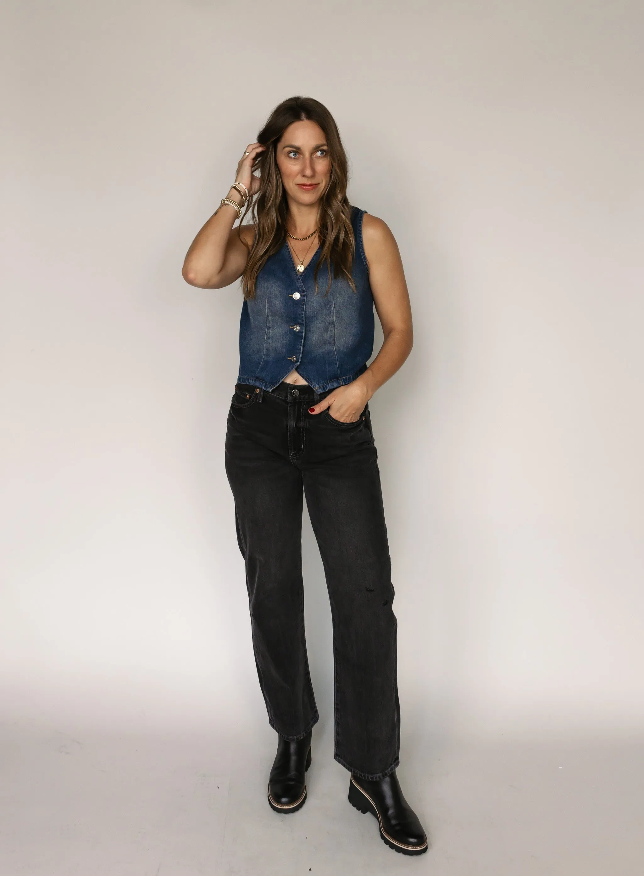 Audrina Denim Vest - Final Sale