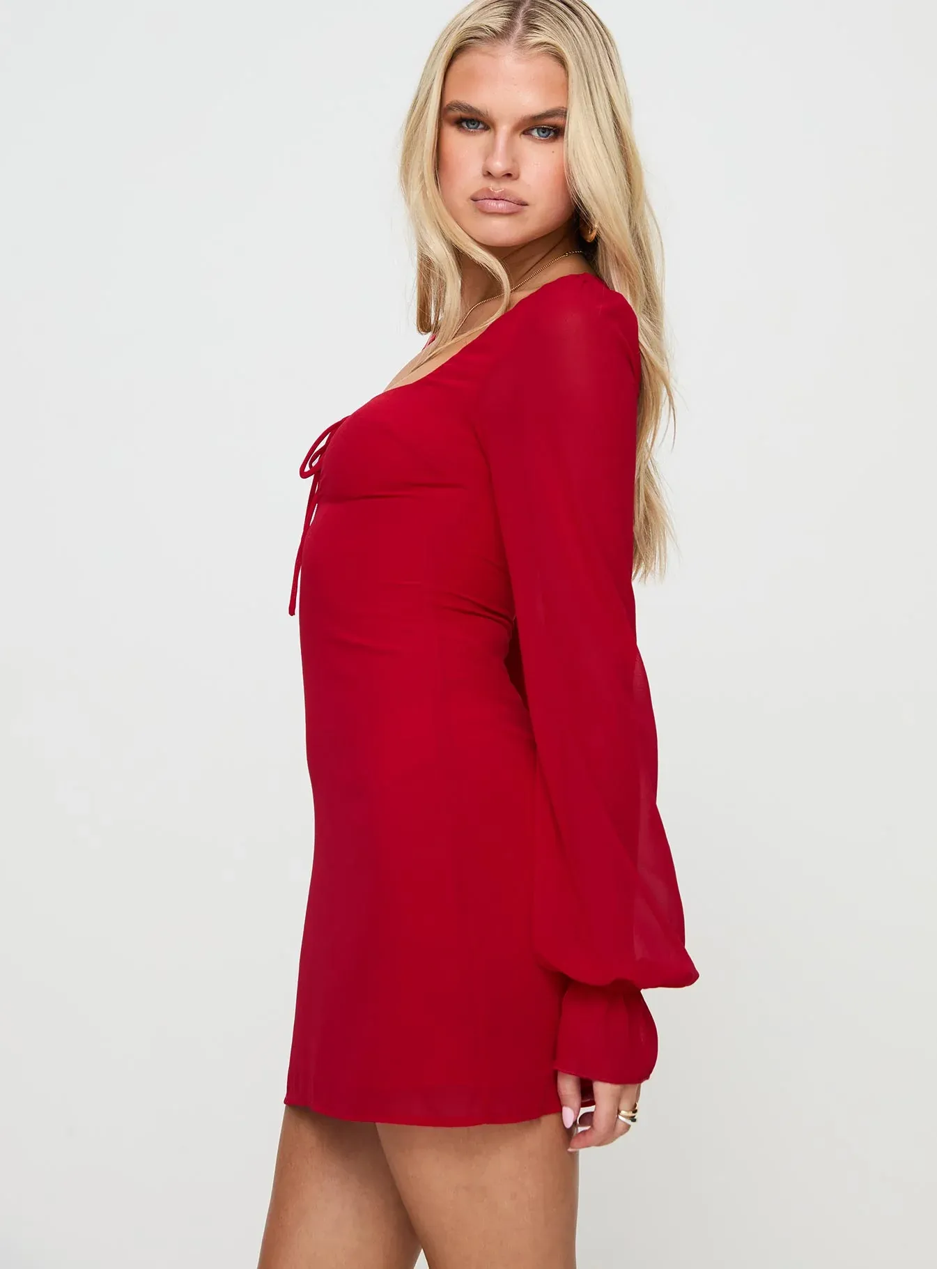 Bayford Long Sleeve Mini Dress Red