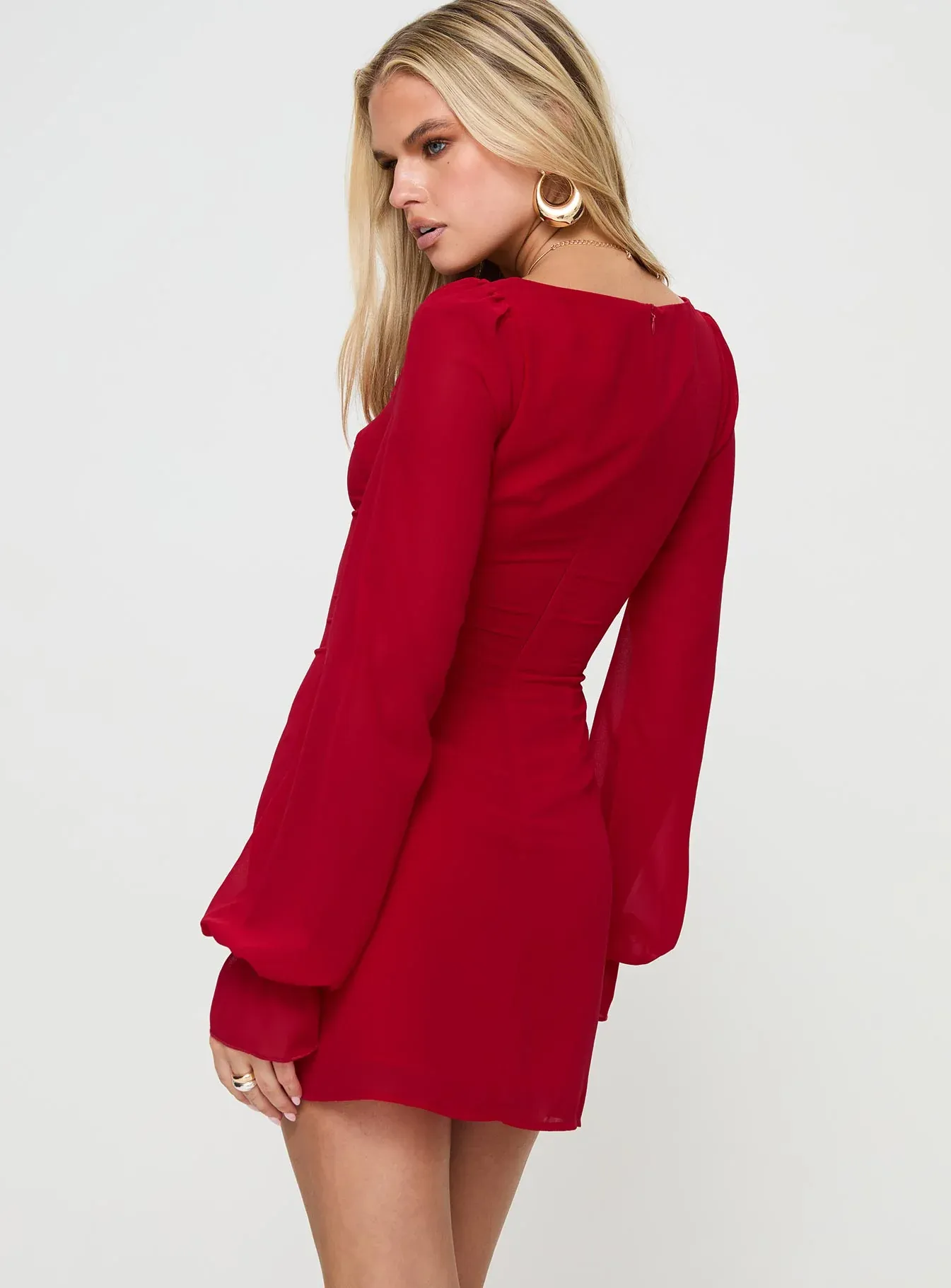 Bayford Long Sleeve Mini Dress Red