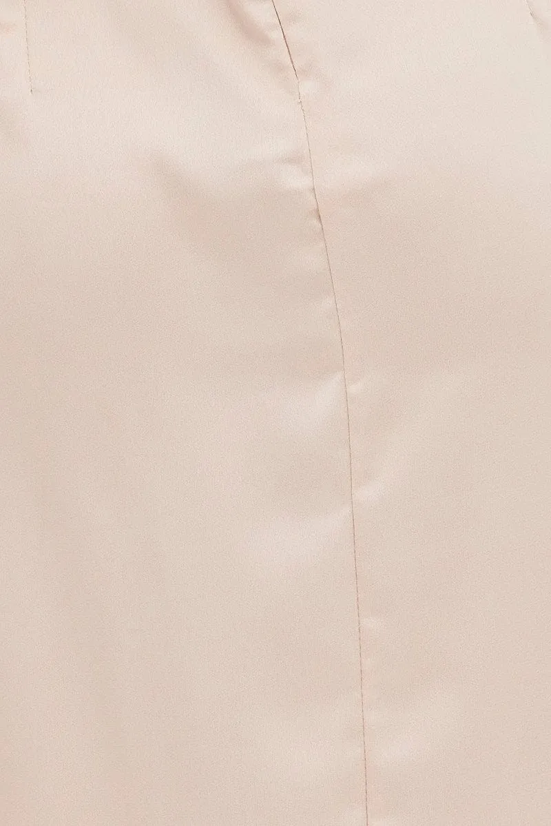 Beige Sweetheart Satin Dress