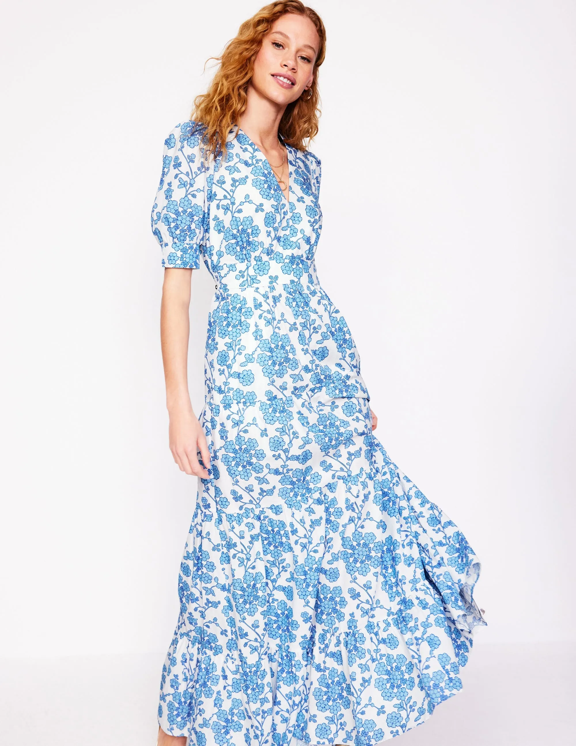Bella Puff Sleeve Maxi Dress-Ivory. Trailing Yarrow