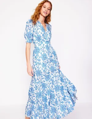 Bella Puff Sleeve Maxi Dress-Ivory. Trailing Yarrow