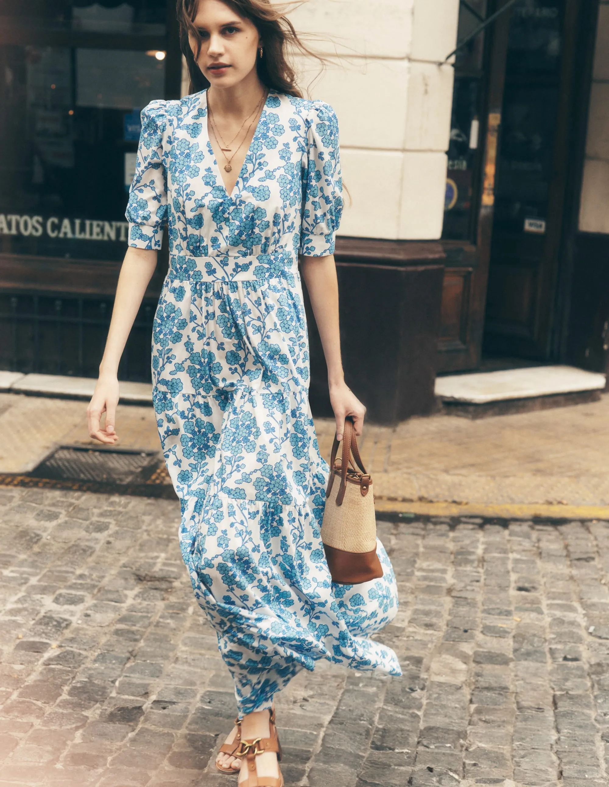 Bella Puff Sleeve Maxi Dress-Ivory. Trailing Yarrow