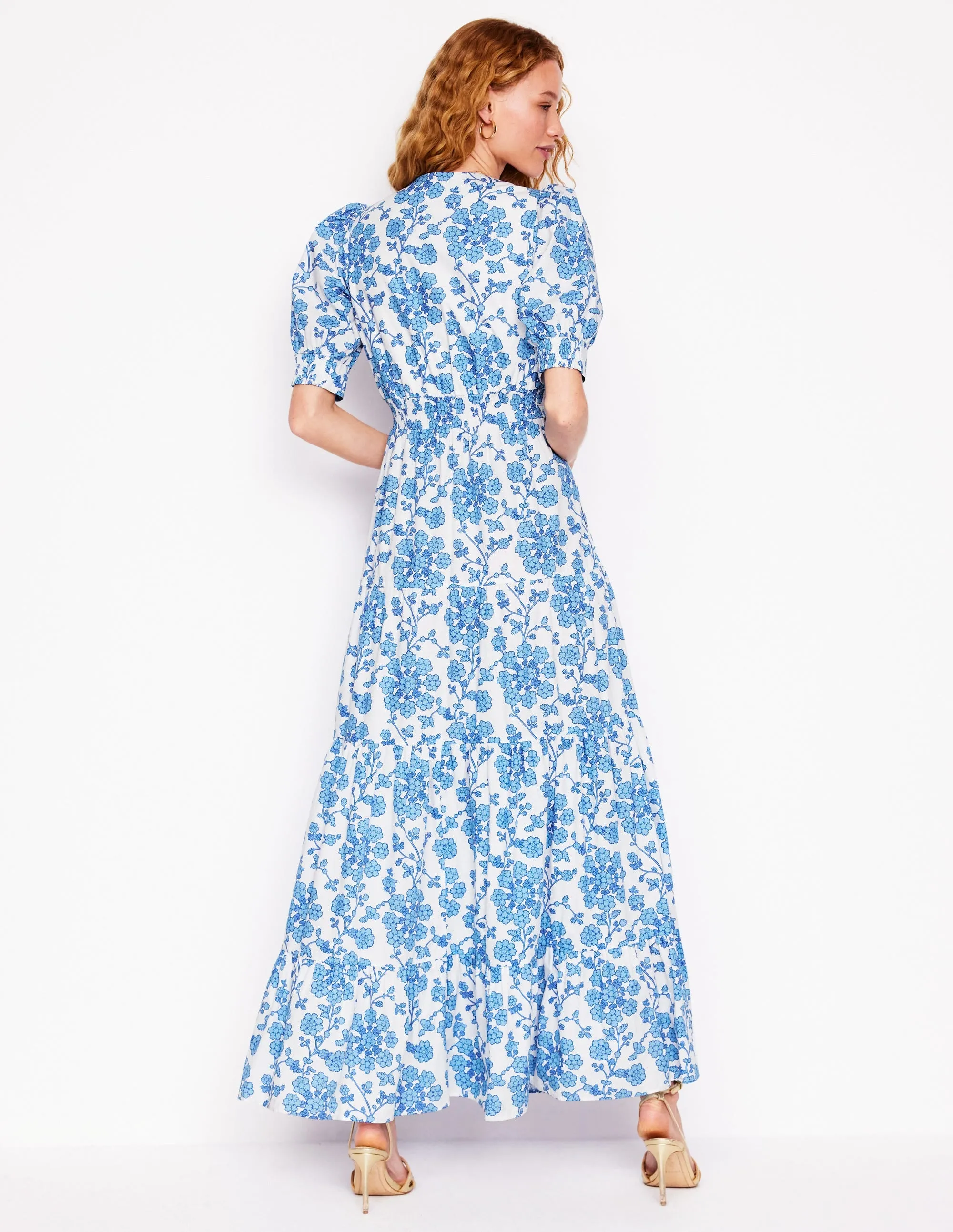 Bella Puff Sleeve Maxi Dress-Ivory. Trailing Yarrow