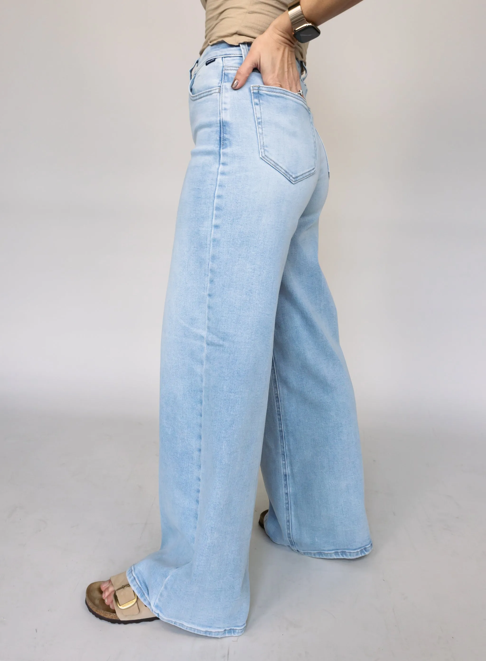Bishop Wide Leg Light Wash Denim - Final Sale
