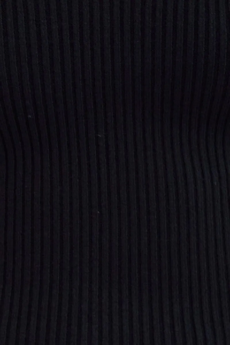 Black Midi Dress Long Sleeve Sweetheart Contrast Bind