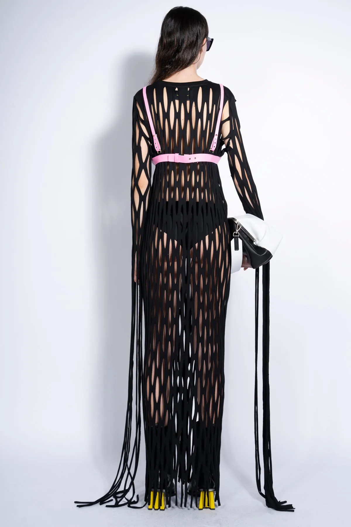 BLACK NET LONG DRESS