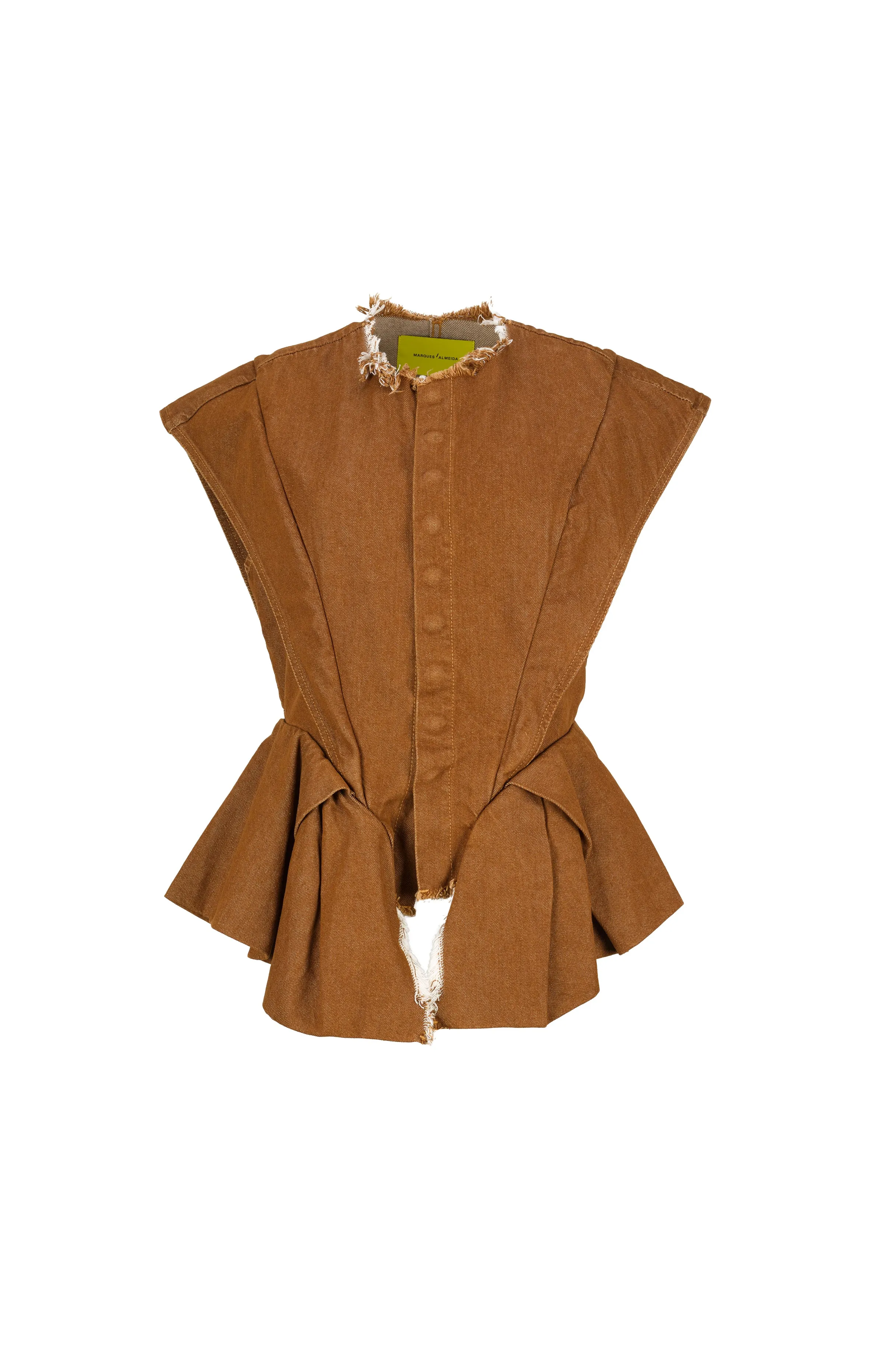 BROWN STRUCTURED SHOULDER CINCHED TOP