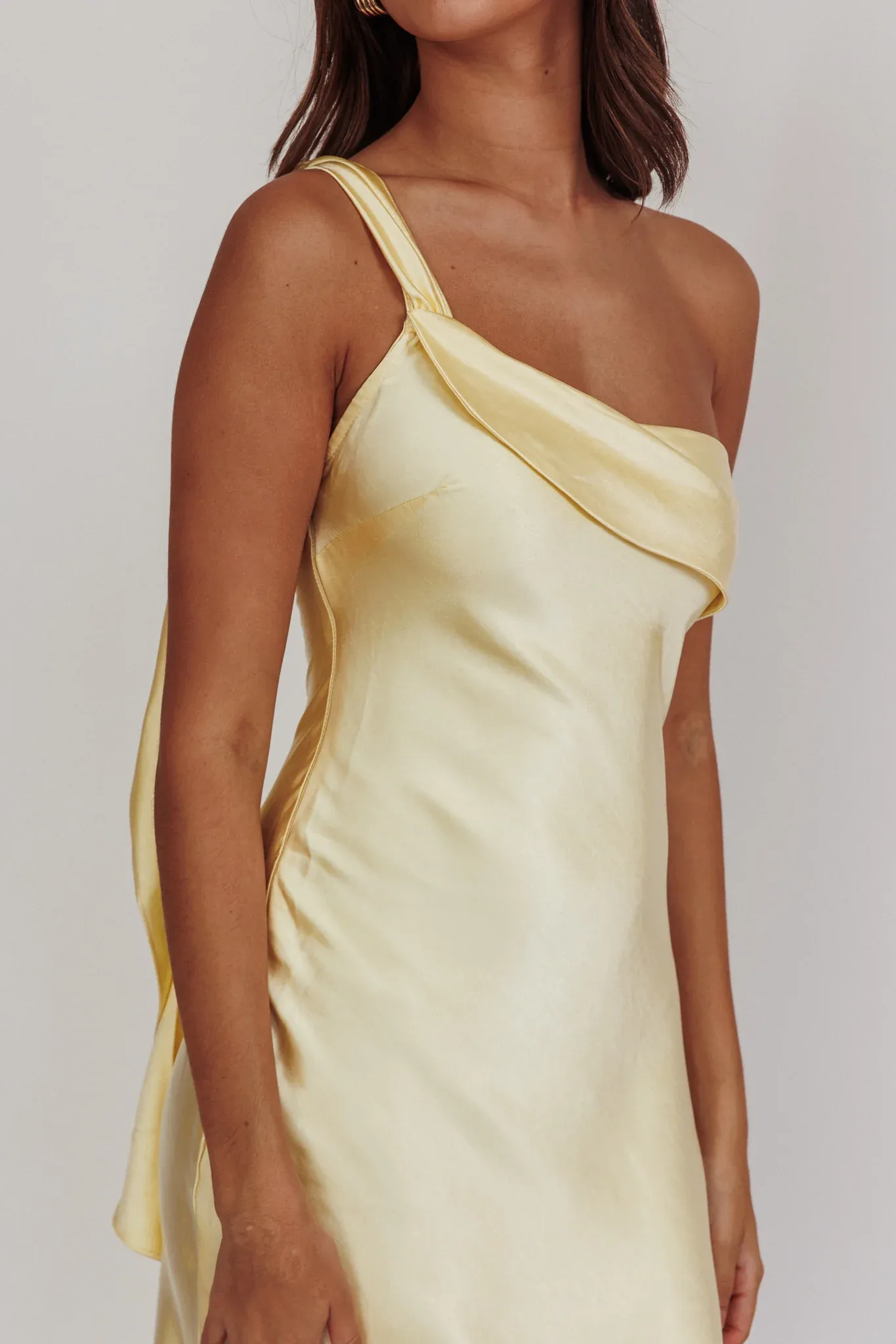 Carmel One-Shoulder Sash Maxi Dress Butter