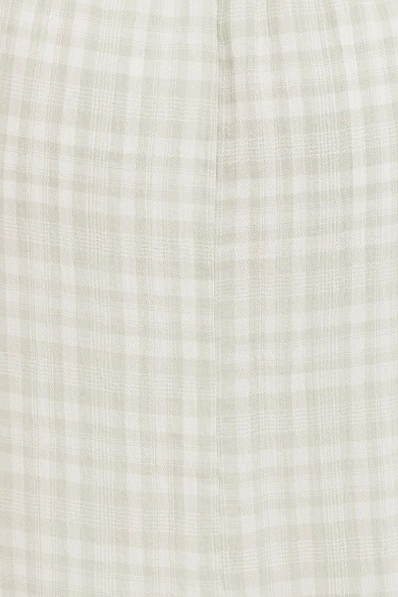 Check Midi Dress Short Sleeve Evening