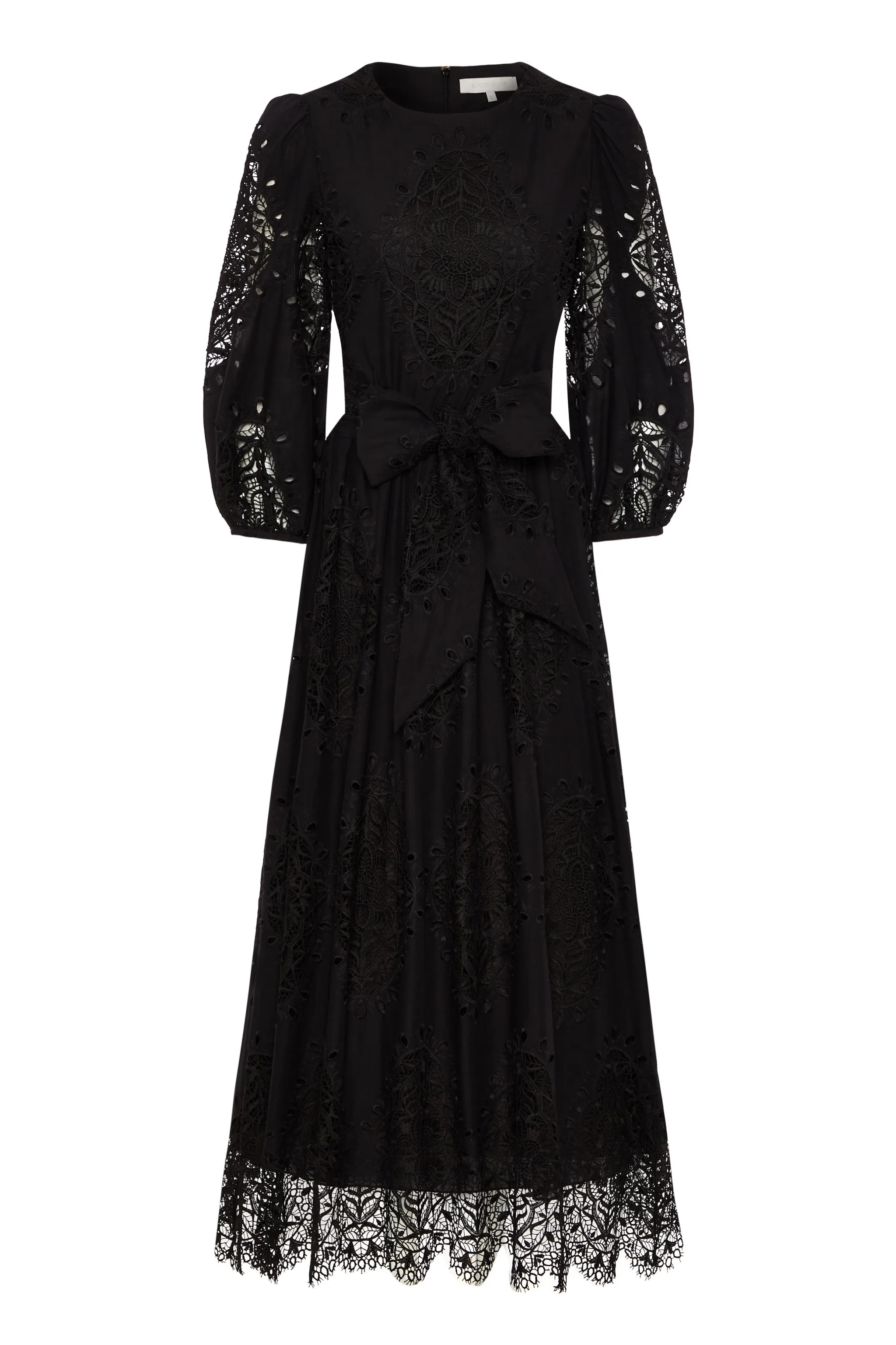 Constance Broderie Anglaise Midi Dress - Black - SALE