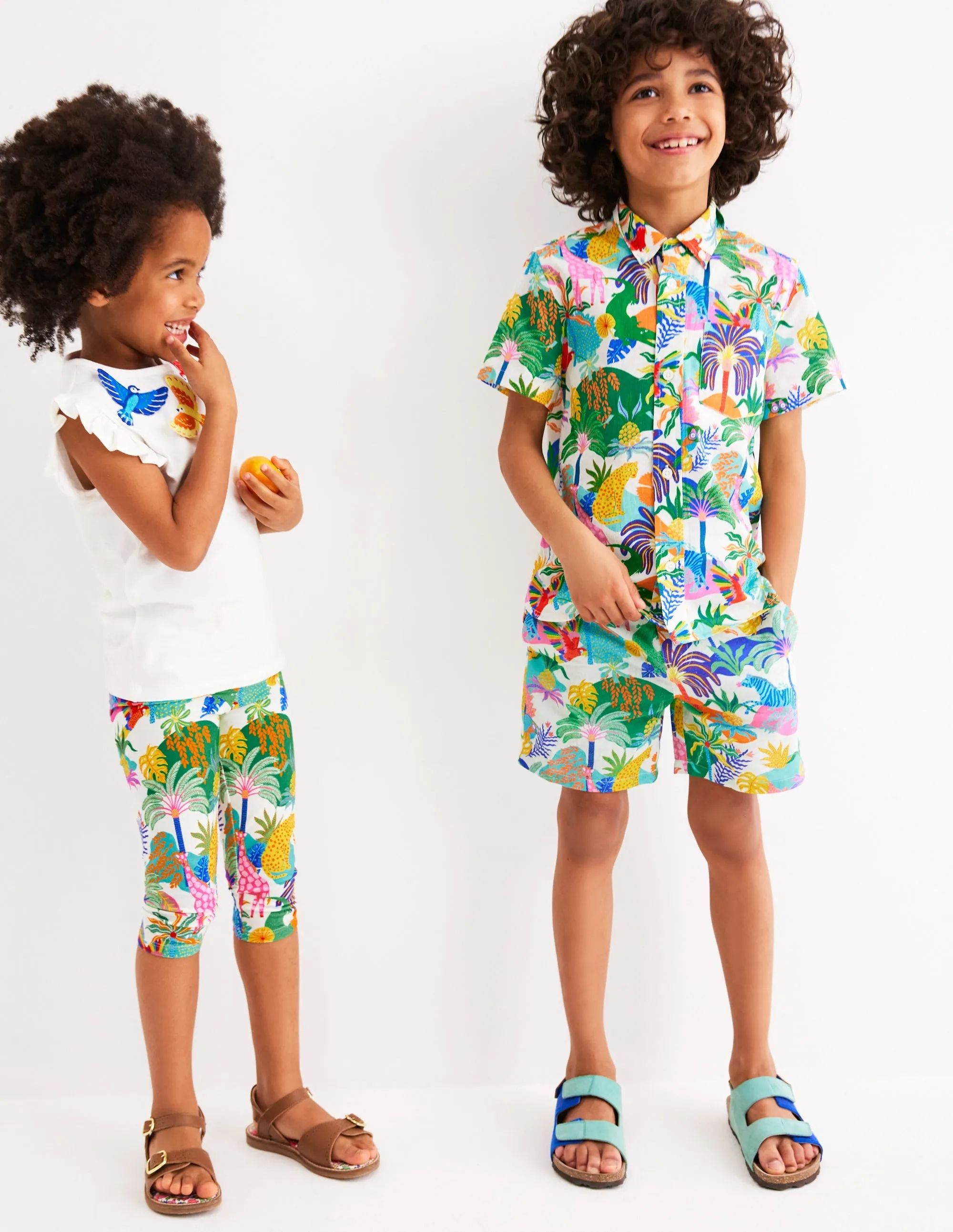 Cotton Linen Shirt-Ivory Multi Jungle