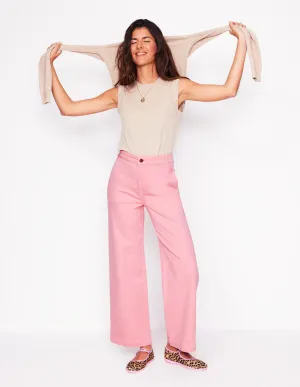 Cropped Fluid Jeans-Almond Pink