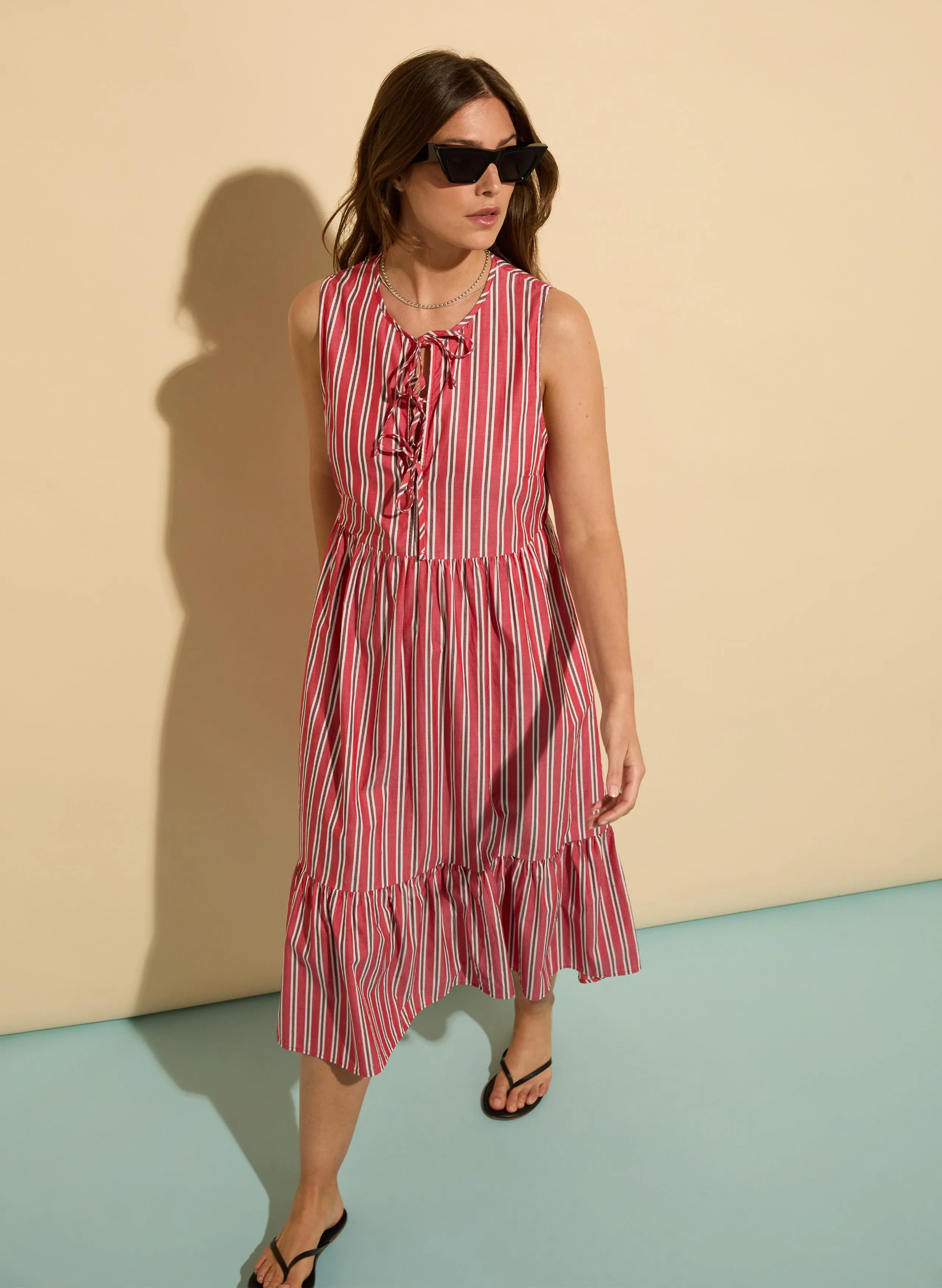 Devi Organic Cotton Tie Midi Dress
