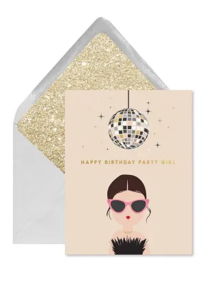 Disco Party Girl Birthday Card