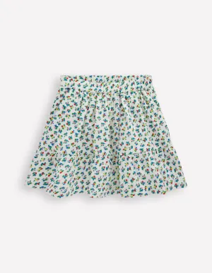 Double Cloth Printed Skirt-Soft Ivory Ditsy Floral