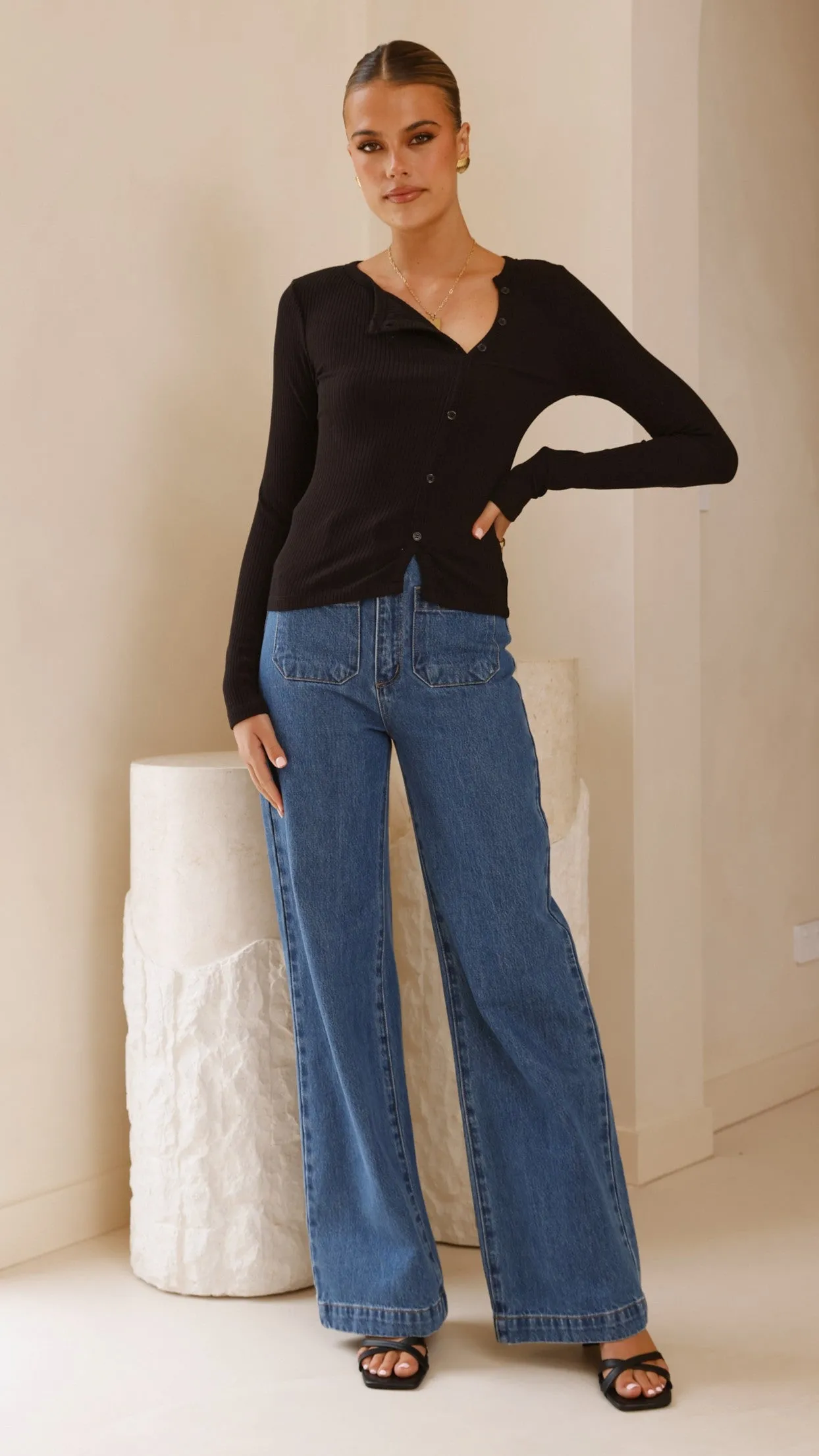 Ellie Long Sleeve Top - Black