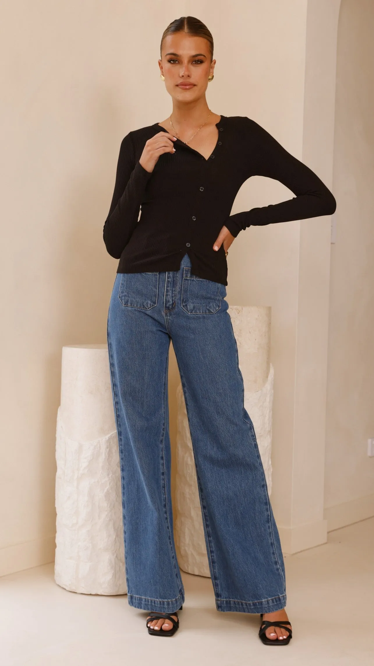Ellie Long Sleeve Top - Black