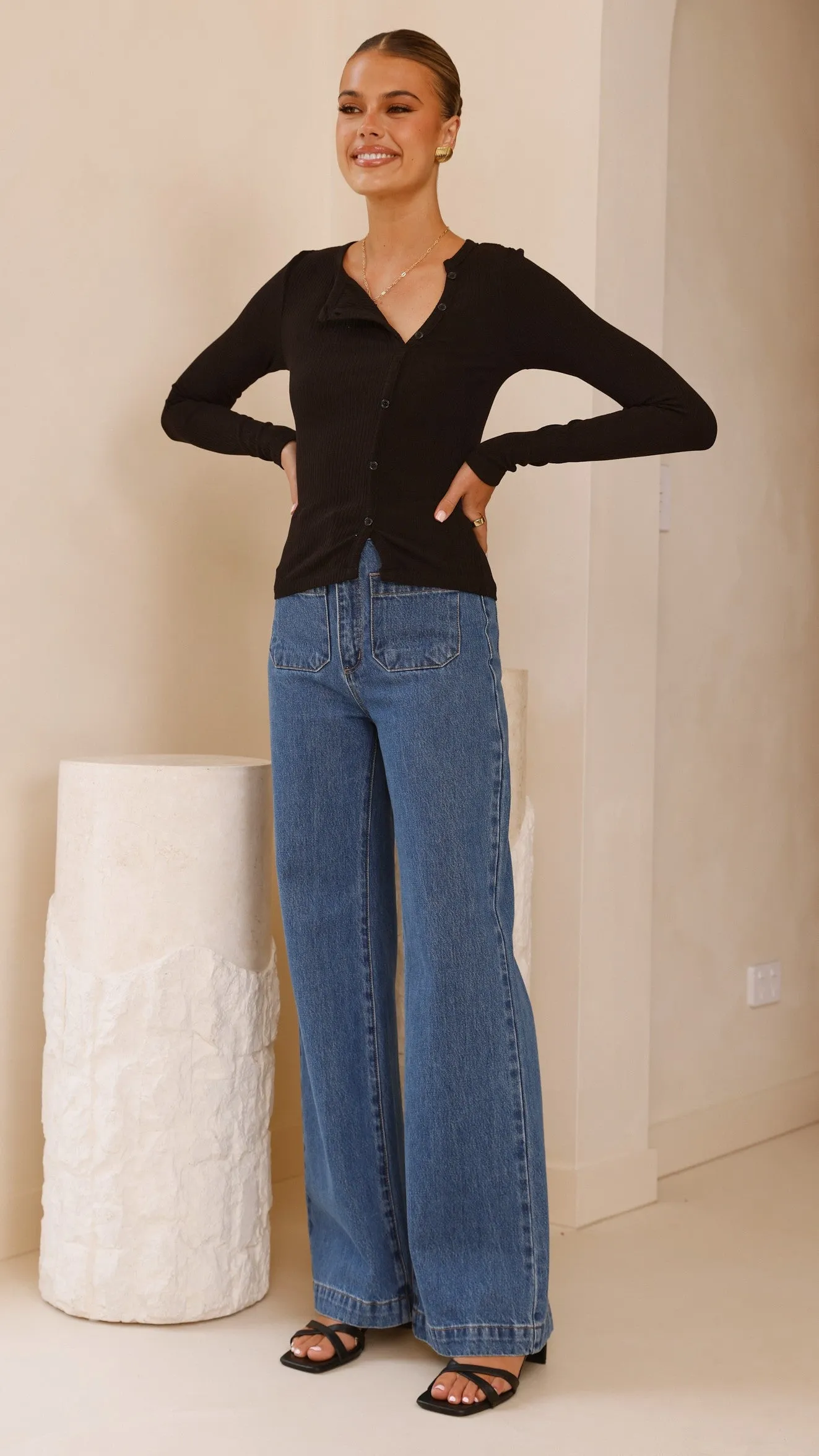 Ellie Long Sleeve Top - Black
