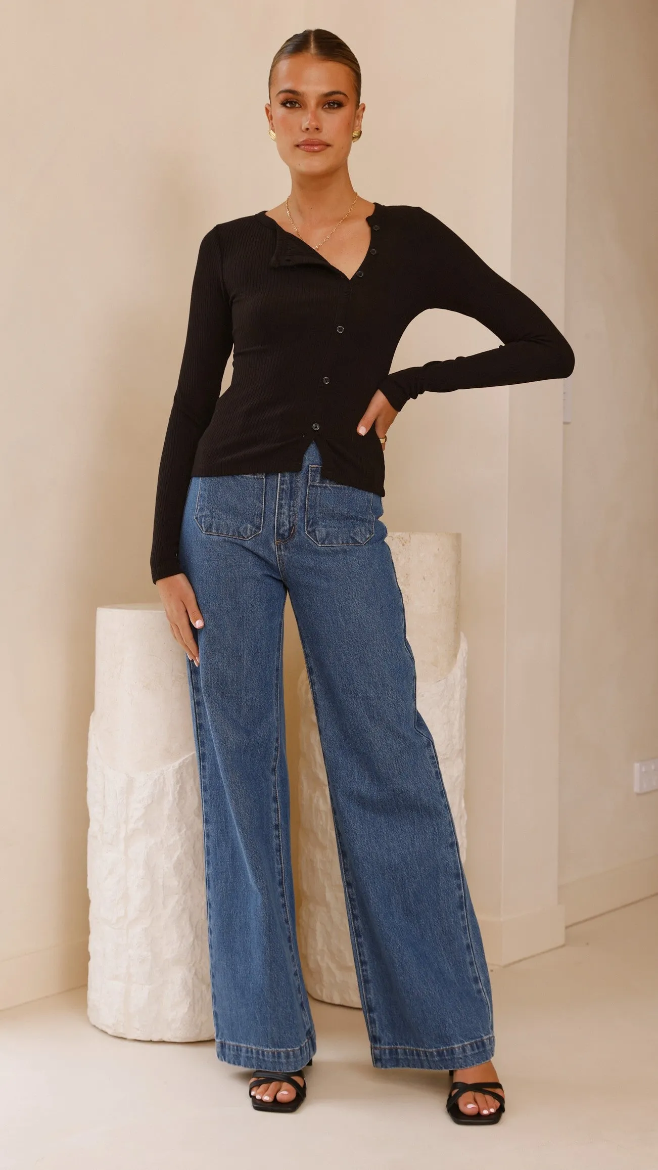 Ellie Long Sleeve Top - Black