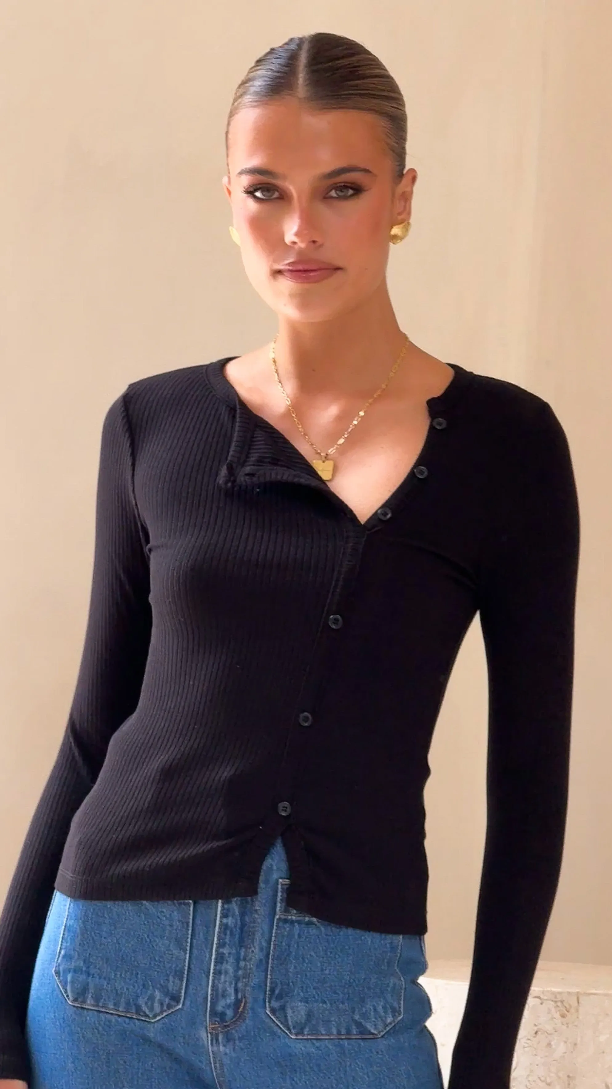 Ellie Long Sleeve Top - Black