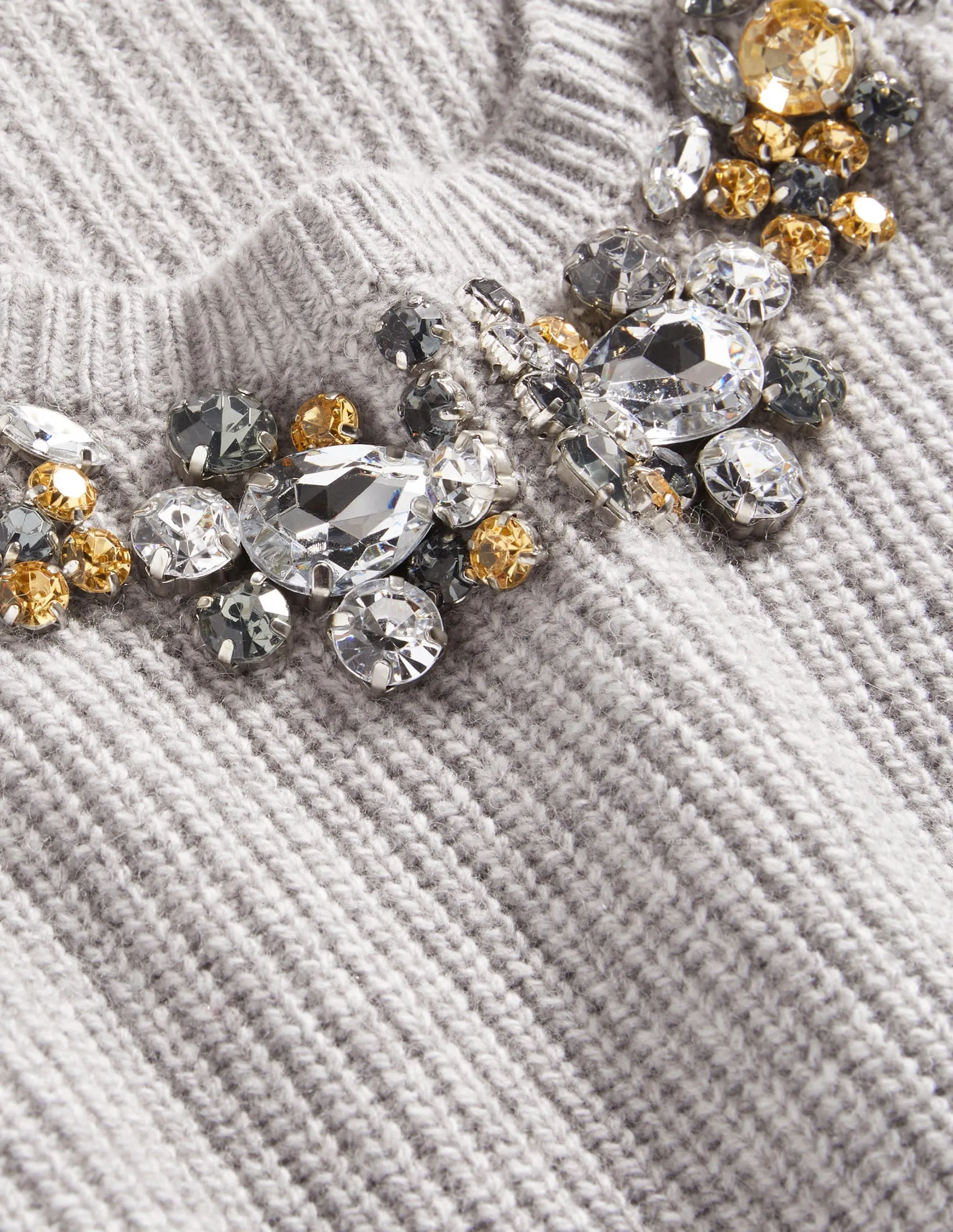 Embellished Party Jumper-Grey. Embellished Collar