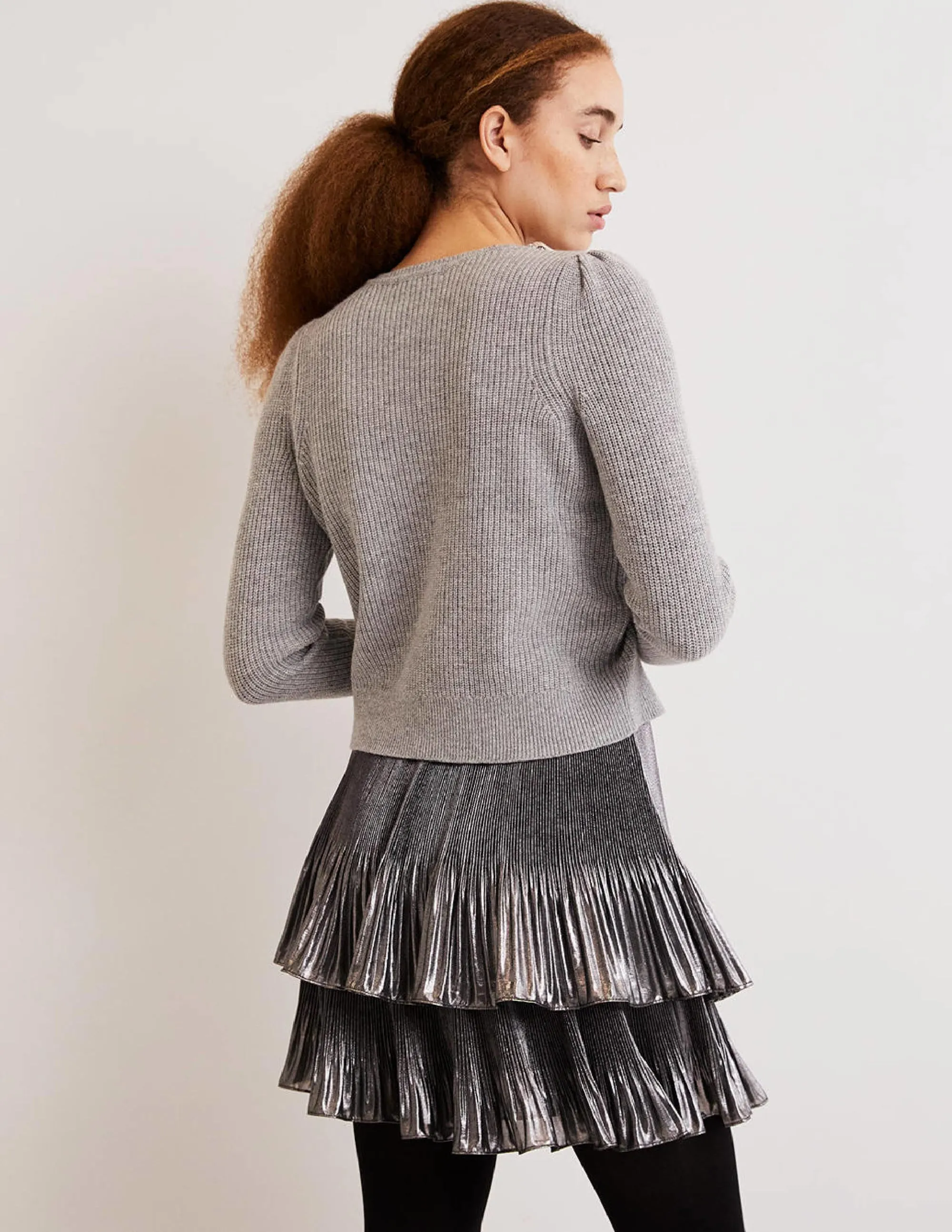 Embellished Party Jumper-Grey. Embellished Collar