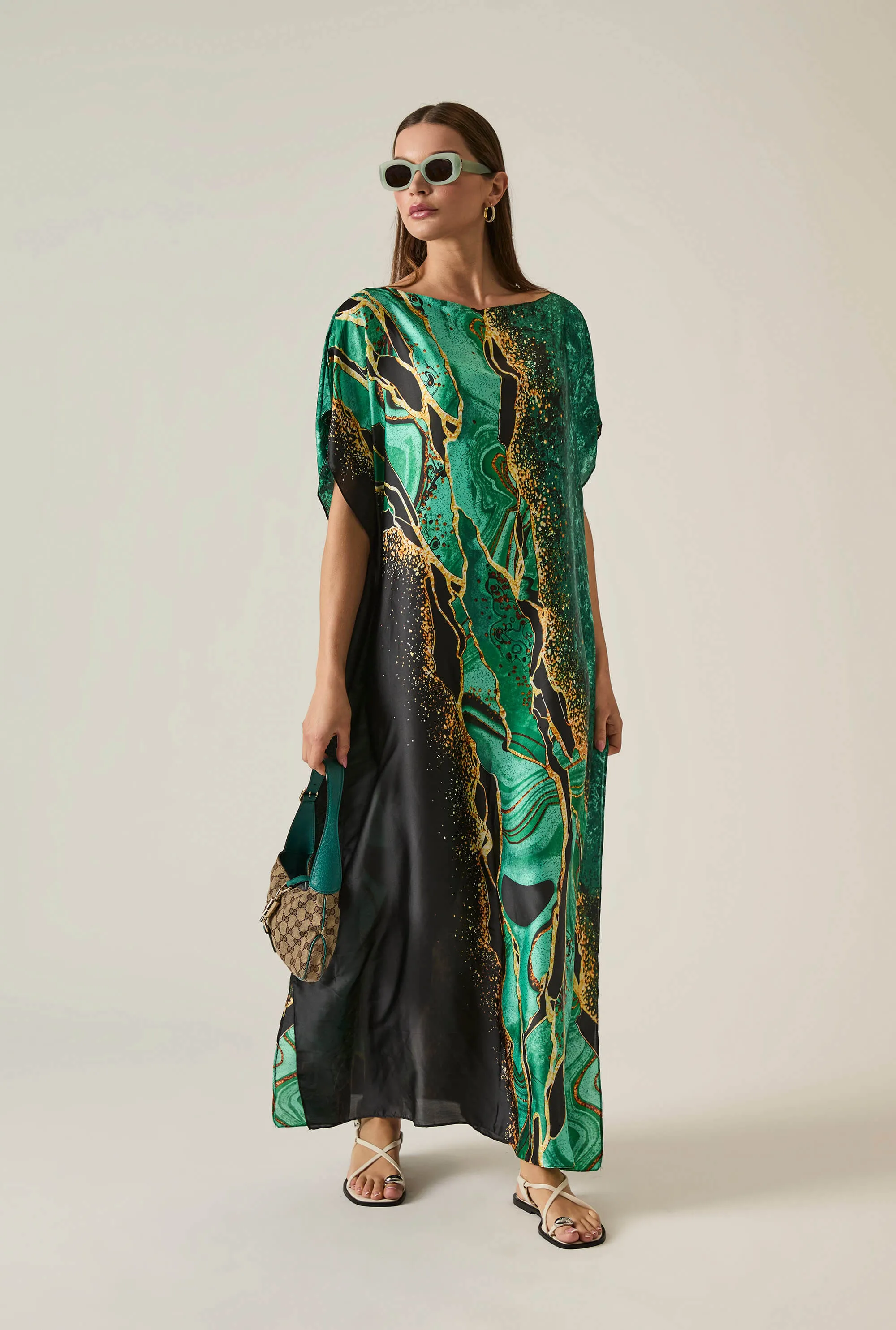 Emerald Marbled Maxi Kaftan
