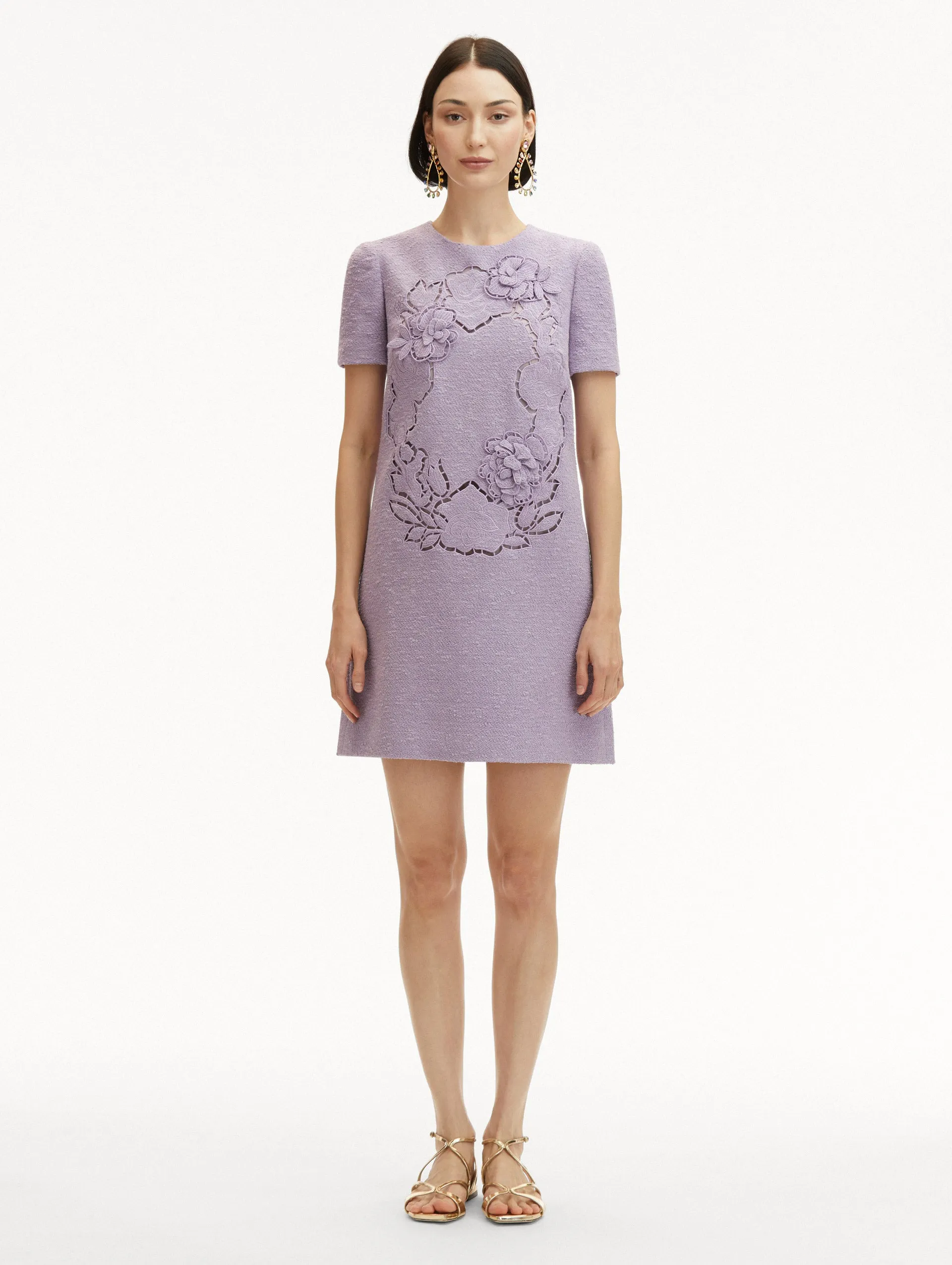 English Rose Cutout Tweed Shift Dress