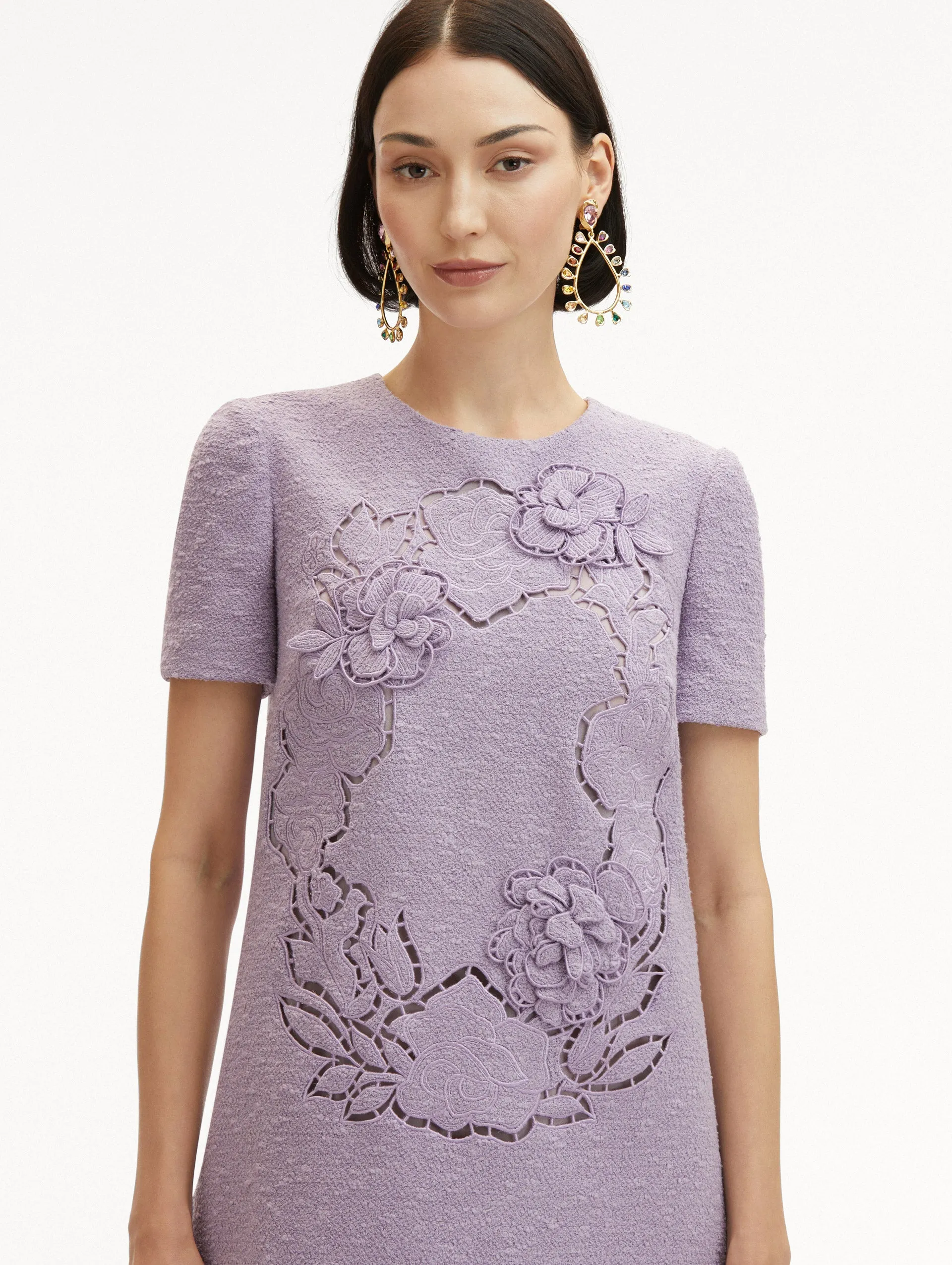 English Rose Cutout Tweed Shift Dress
